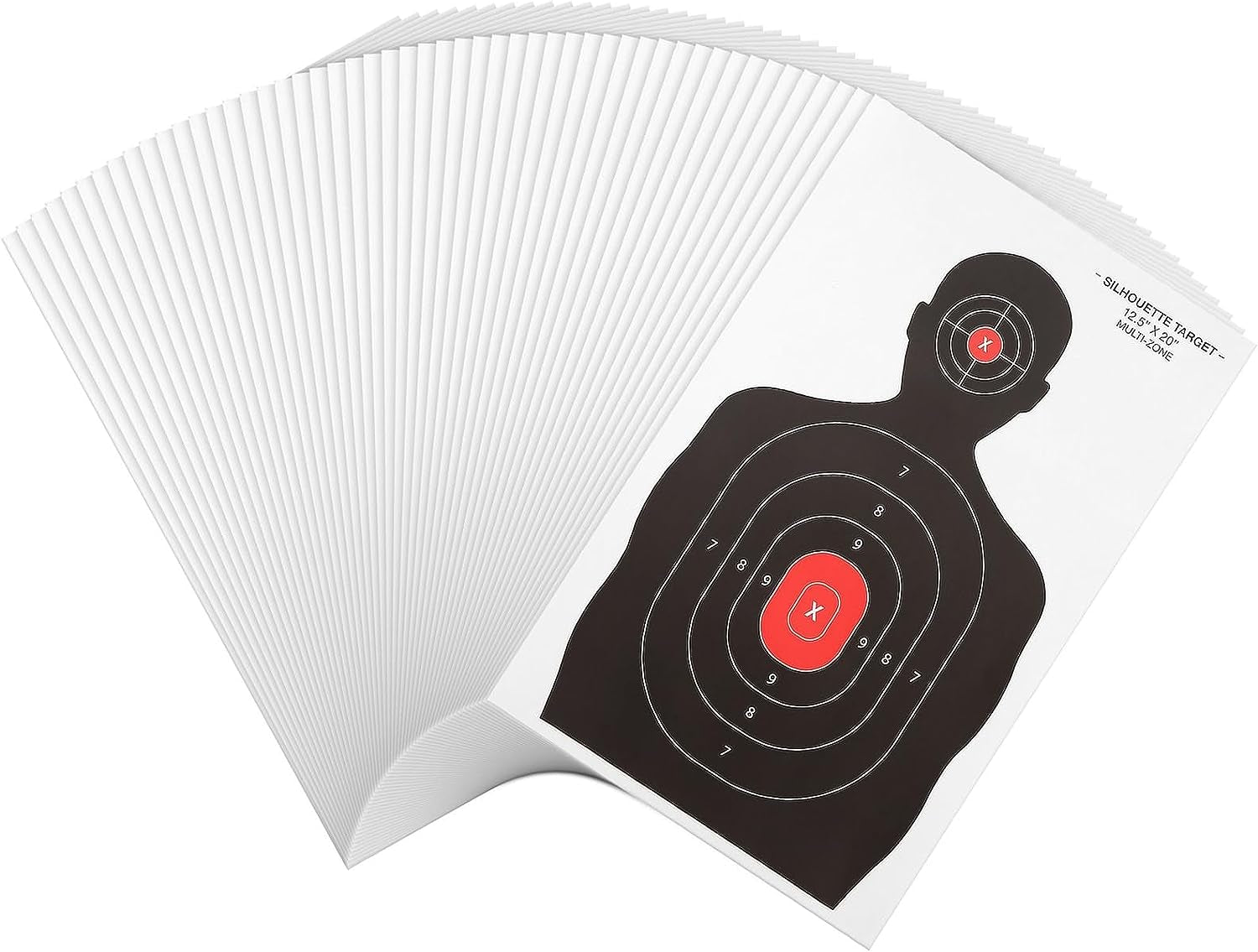 50 Pack Paper Shooting Targets for Range, Bulk for Hunting, Handguns, Pistols, Rifles, Silhouette with Red Bullseye (14X22 In)  Juvale   