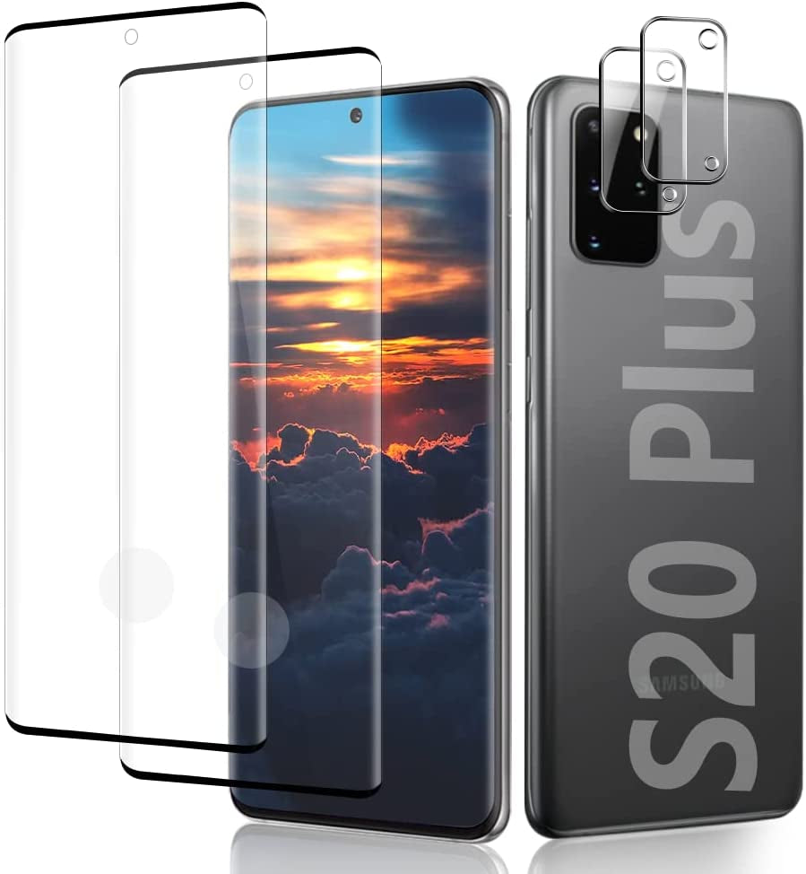 [2+2 Pack] Samsung S21 Ultra Screen Protector, 9H Tempered Glass Include 2 Pack Camera Lens Protector,Ultrasonic Fingerprint Support, 3D Curved, Bubble-Free Glass Screen Protector, for Samsung Galaxy S21 Ultra (6.8 Inch)  MAXVITAVELA S20 Plus 6.7 Inch  