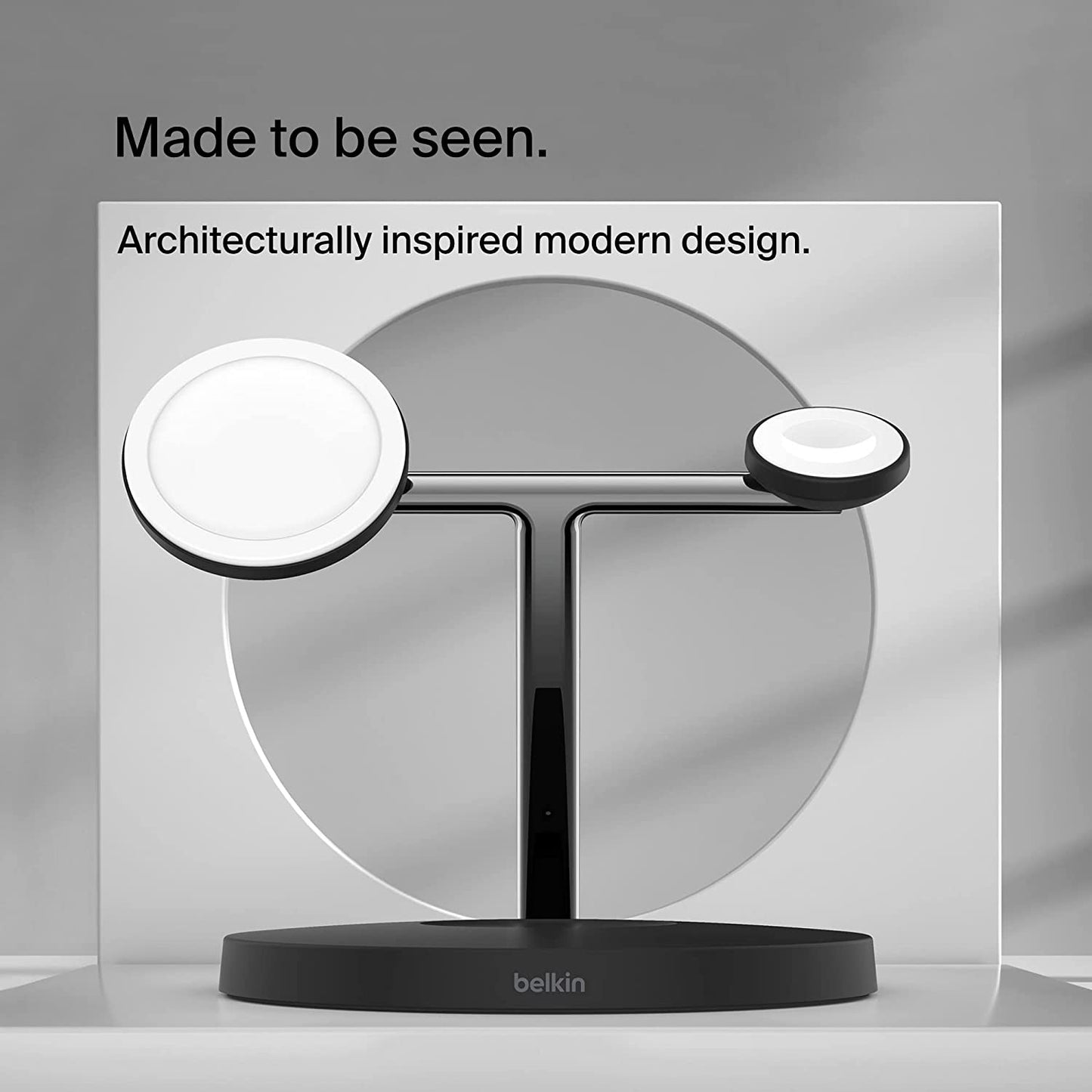 Belkin Magsafe 3-In-1 Wireless Charging Stand - 2ND GEN W/ 33% Faster Wireless Charging for Apple Watch - Iphone 14, 13 & 12 Series & Airpods - Magsafe Charging Station for Multiple Devices - Black  Belkin   