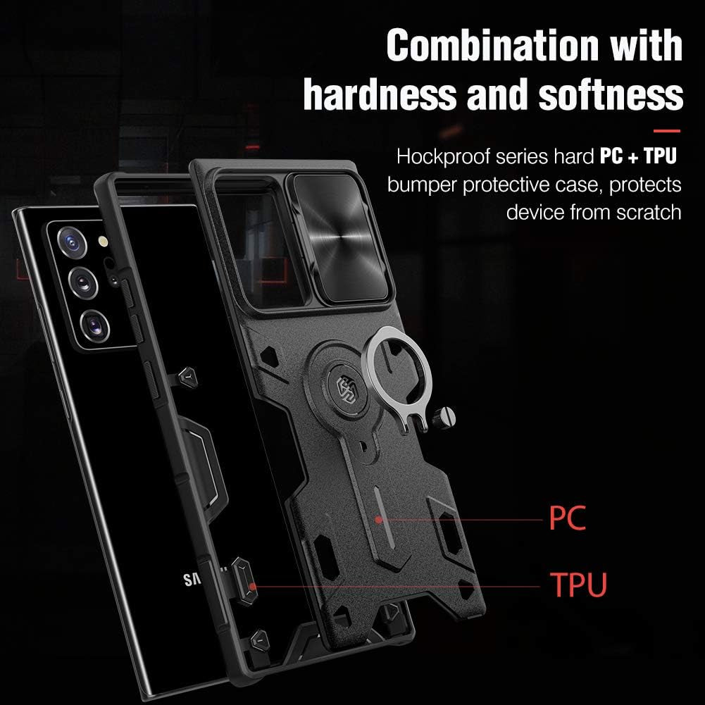 Nillkin for Samsung Galaxy Note 20 Ultra Case, [Built in Kickstand & Slide Camera Cover] Shockproof Hard PC Back & Soft Silicone Bumper Hybrid Cover Phone Case for Galaxy Note 20 Ultra 6.9'' Black  Shenzhen Nillkin Technology co.ltd   