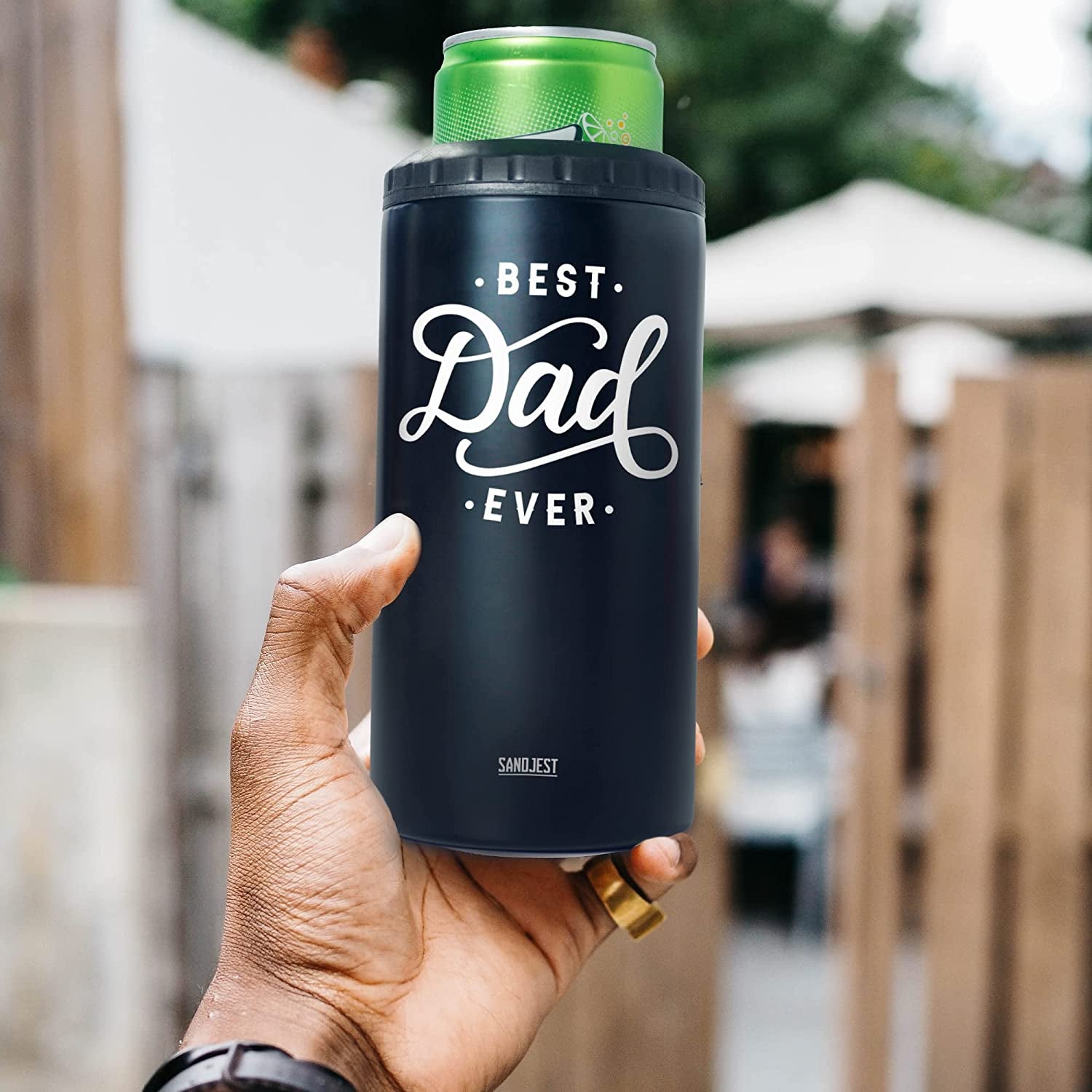 SANDJEST 4-In-1 Best Dad Ever Tumbler Gifts for Dad from Daughter Son - 12Oz Dad Can Cooler Tumblers Travel Mug Cup - Stainless Steel Insulated Cans Coozie Christmas, Birthday, Father'S Day Gift  SANDJEST   