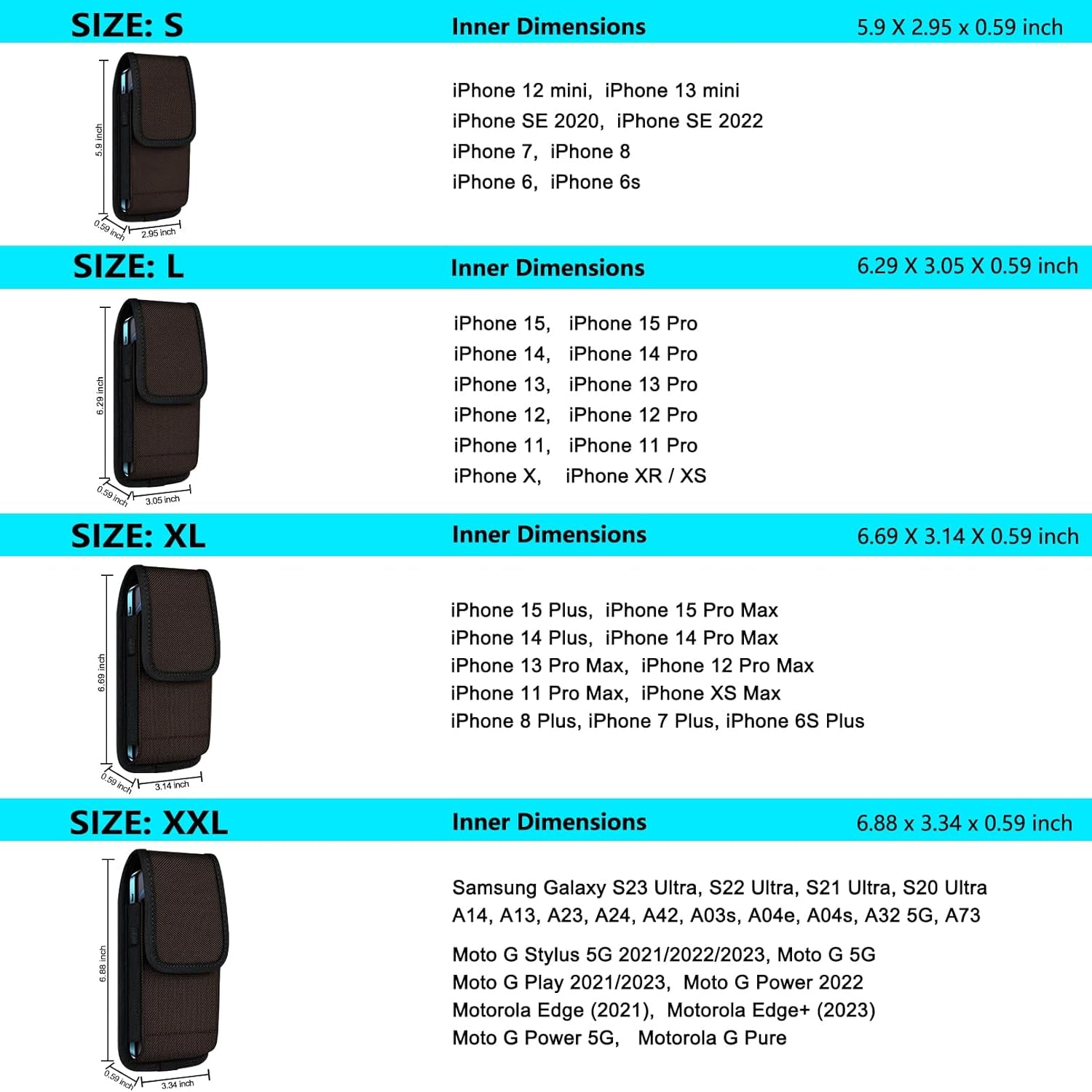 Ykooe Cell Phone Pouch Nylon Belt Holster Case Compatible with Iphone 15, 15 Pro, 14 Pro, 14, 12, 12 Pro, 11, 11 Pro, 13, 13 Pro, XR, Samsung Galaxy S20 S21 S22 S23 S10 S9, Brown – L  ykooe   