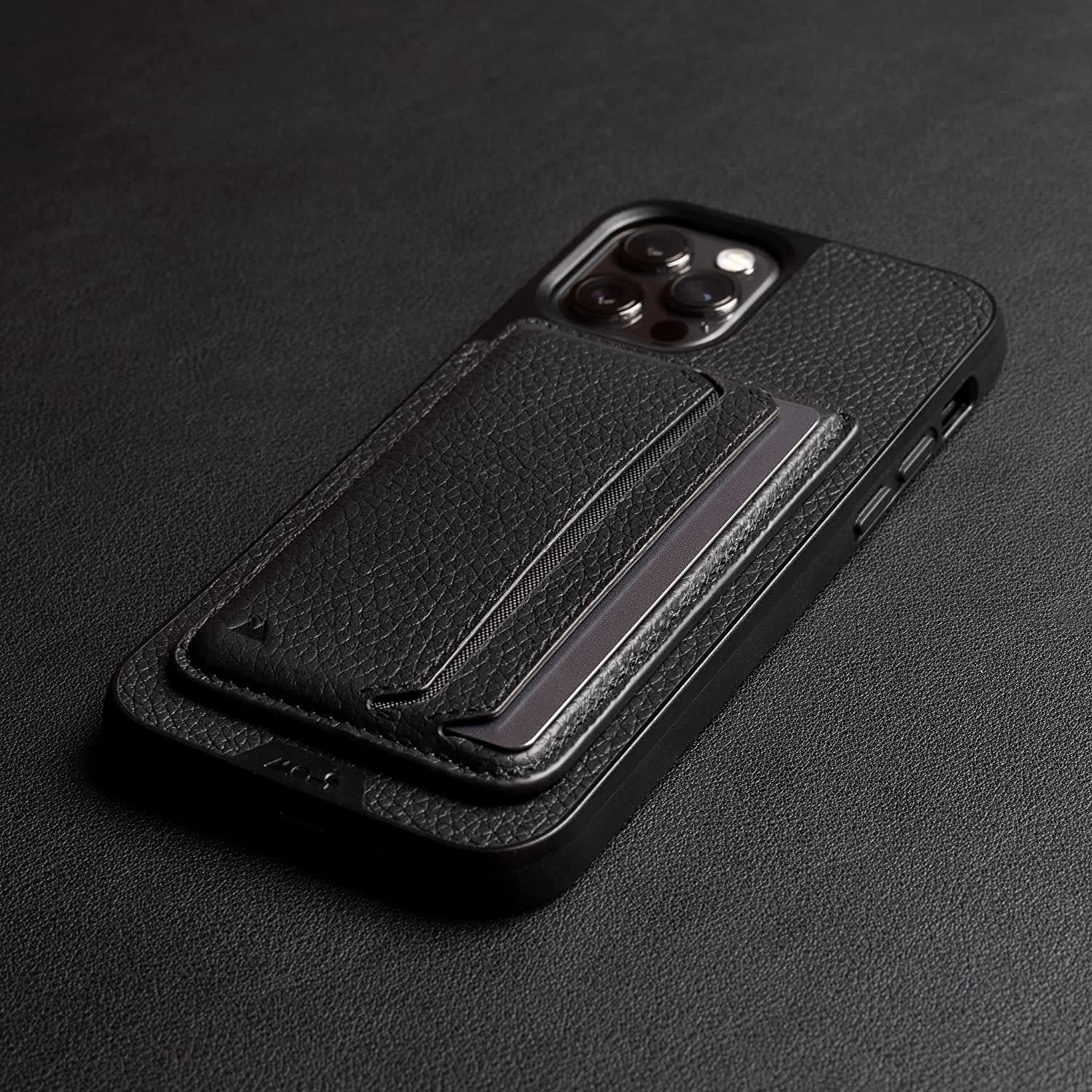 MOUS – Magsafe Compatible Wallet Card Holder – Cell Phone Magnetic Wallet for Iphone 14/13/12 Series Phones – Magsafe Compatible Accessory - Black Leather  Mous   