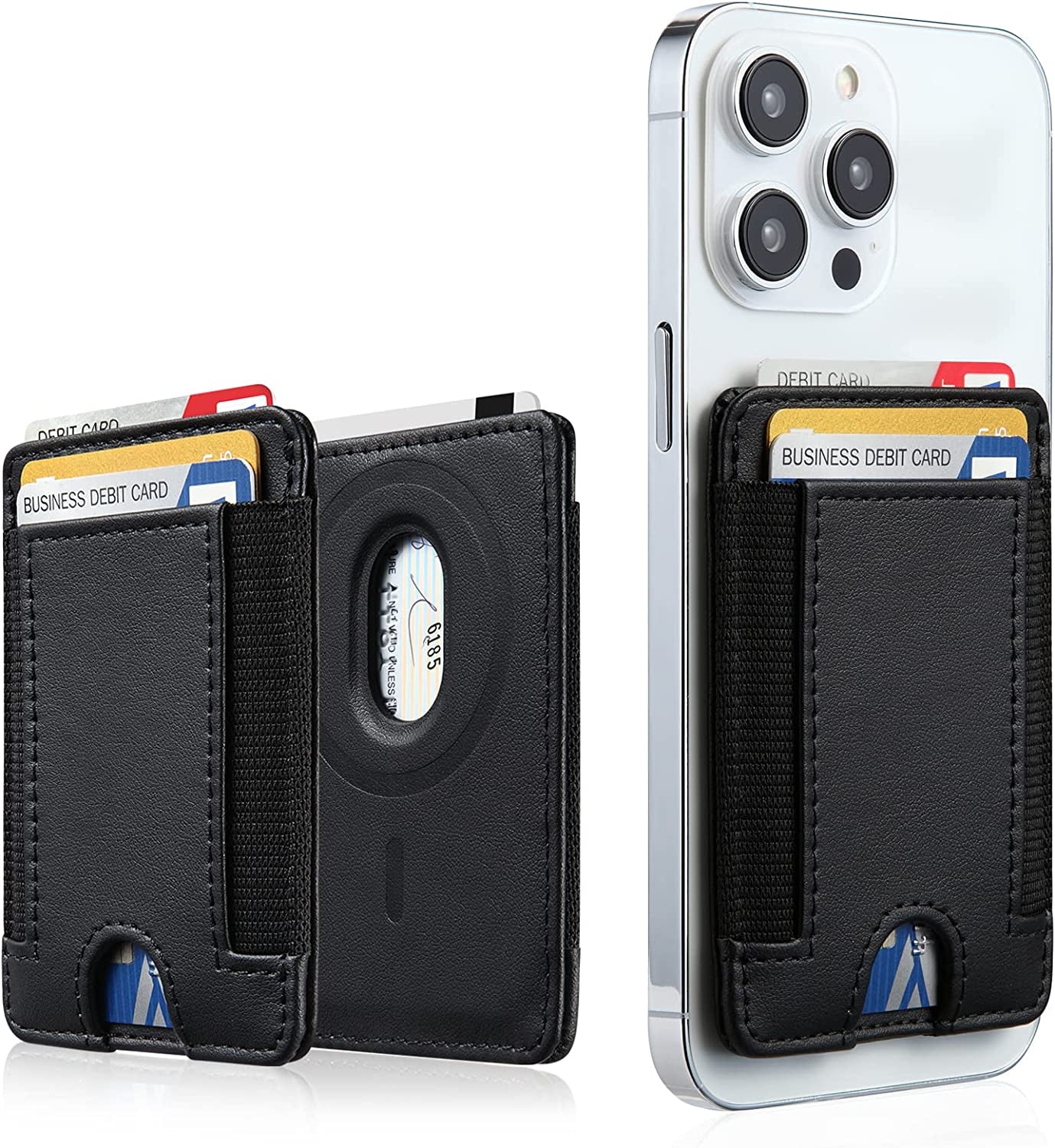 Magnetic Card Holder Leather Wallet, Credit Card Holder Wallet with Magsafe for Iphone 14/14 Plus/14 Pro/14 Pro Max and 13/12 Series Magsafe Wallet, Max Fit 7 Cards, RFID Blocking, Compact Size  Morojular   