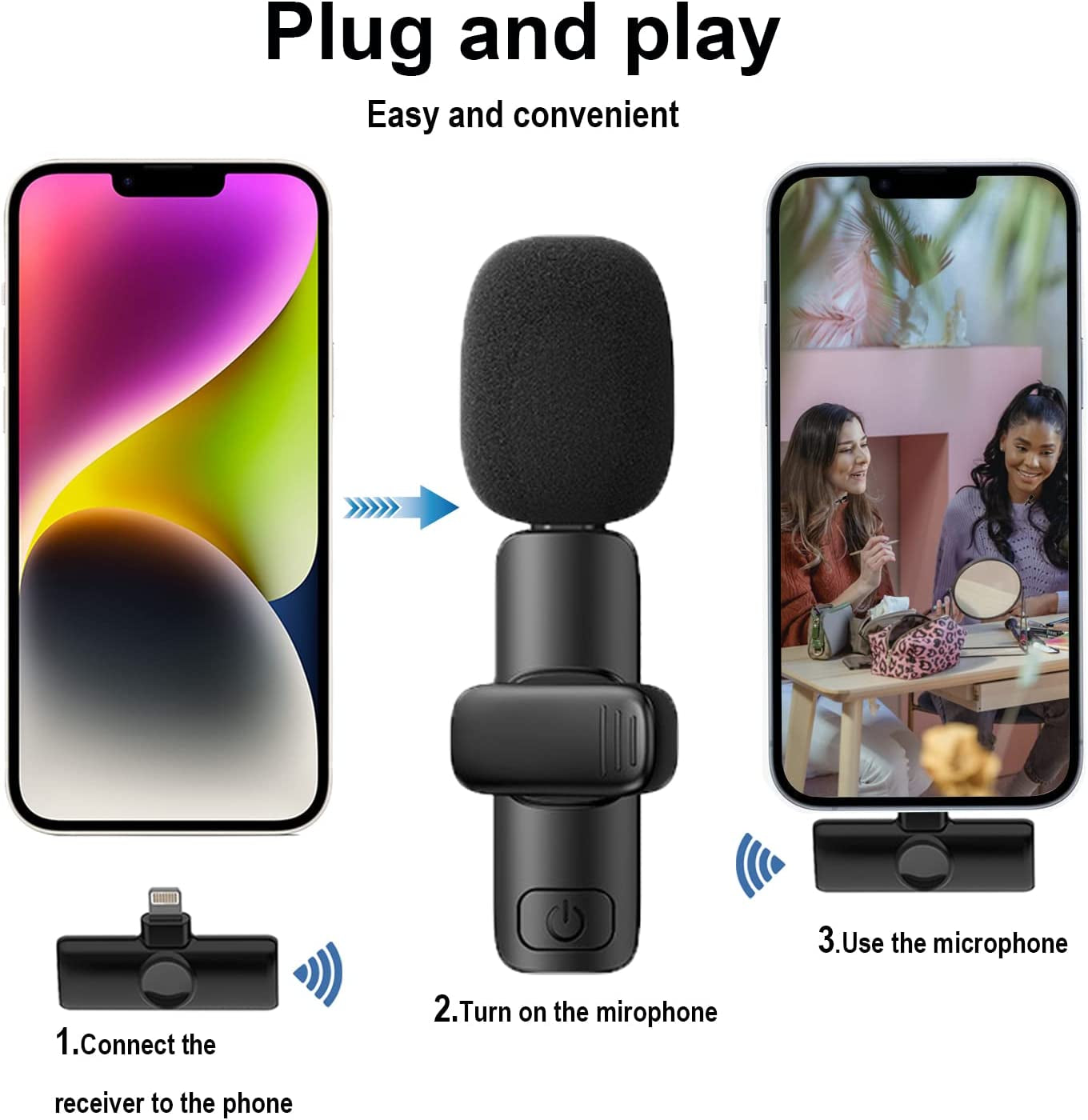 Frazily Lavalier Wireless Microphone for Iphone Ipad,Mini Clip on Microphone Mic for Video Recording - Pack of 2  Frazily   