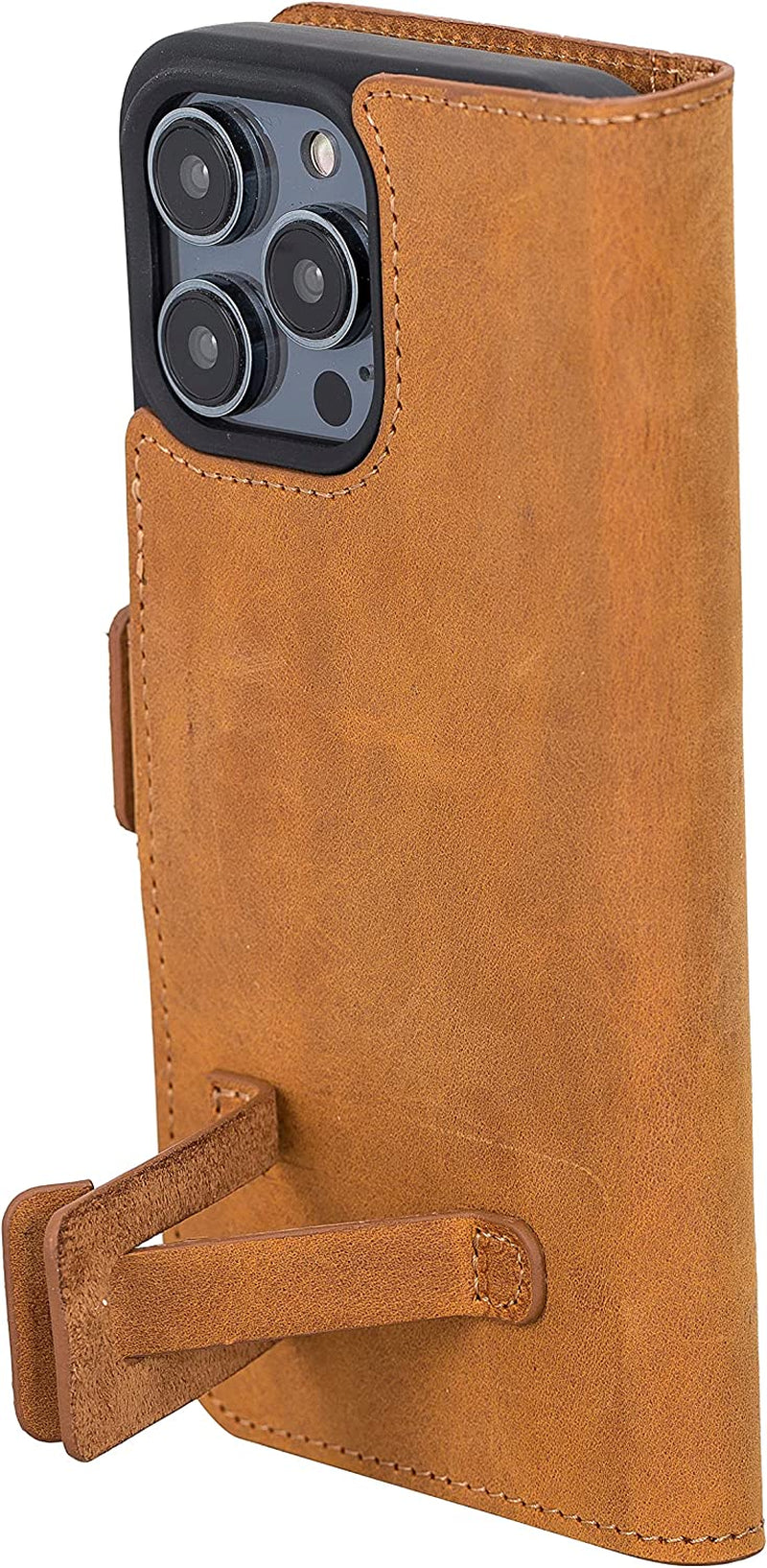 Bayelon Leather Wallet Case for Iphone 14 Pro Max - Flip Cover Card Holder Slots, Iphone 14 Pro Max Case Compatible with Apple Magsafe, Full Grain Leather Folio Case, Kickstand Function (A. Camel)  Bayelon   