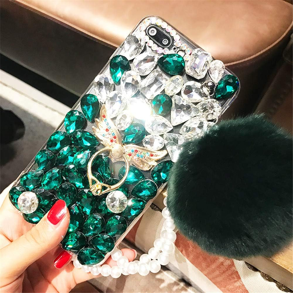 Case for LG G8,3D Handmade Luxury Sparkle Stunning Stones Crystal Rhinestone Bling Diamond Glitter Case for LG G8 Thinq/Lg G8(E Flower Pink)  RB-CASE C Angel Green Lg Q60 