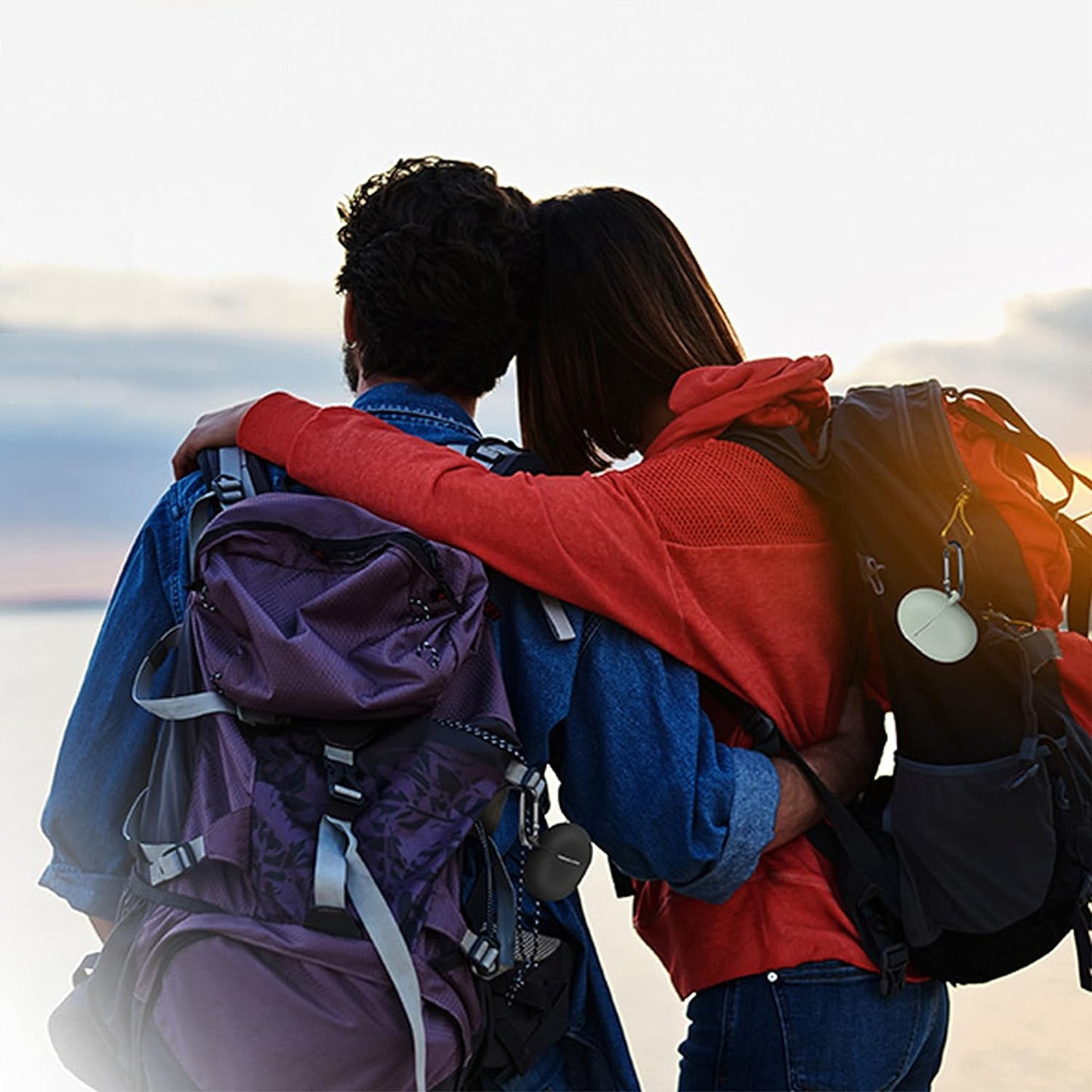 AHBTEYM for Google Pixel Buds Pro Case,Soft Silicone Case for Google Pixel Buds Pro 2022 Protective Earbuds Cover Skin with Carabiner Accessories-2 Pack(Coral Orange/Blue)  AHBTEYM   