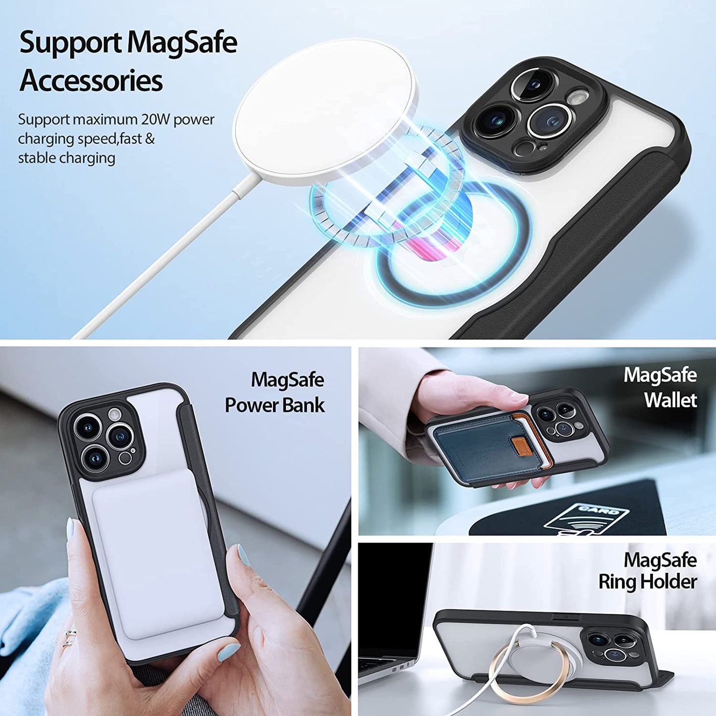 Case for Iphone 14 Pro Max Case Wallet Compatible with Magsafe, Shockproof Full Protective Flip Folio Wallet Case with RFID Blocking Card Slot PU Leather Cover for Iphone 14 Pro Max 6.7"  DUX DUCIS   