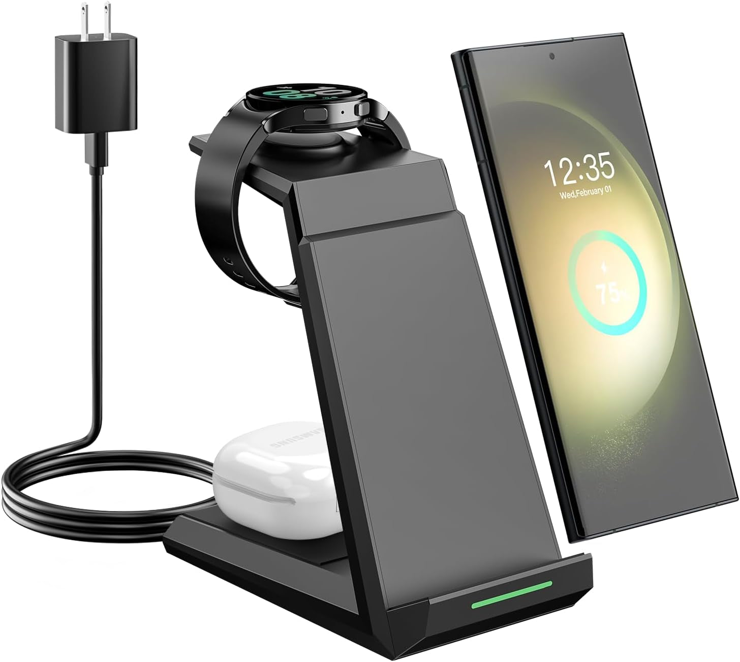 Wireless Charger for Samsung - NANAMI 3 in 1 Charging Station for Multiple Devices, Fast Charger Stand Dock for Galaxy S23 Ultra S22 S21 S20 Z Flip Fold 4,Galaxy Watch 6/5/5 Pro/4/3, Galaxy Buds 2 Pro  NANAMI   
