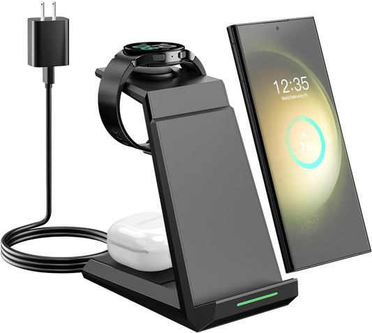 Wireless Charger for Samsung - NANAMI 3 in 1 Charging Station for Multiple Devices, Fast Charger Stand Dock for Galaxy S23 Ultra S22 S21 S20 Z Flip Fold 4,Galaxy Watch 6/5/5 Pro/4/3, Galaxy Buds 2 Pro  NANAMI   