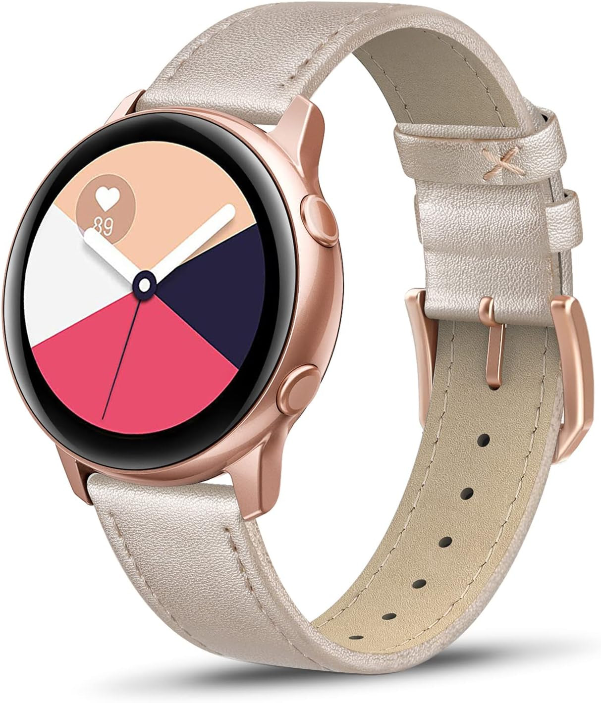 SWEES Compatible for Samsung Galaxy Watch 5 Band 40Mm 44Mm / Galaxy Watch 5 Pro Band 45Mm / Galaxy Watch 4 Band, 20Mm Slim Thin Genuine Leather Replacement Bands for Galaxy Watch 4 Classic Women Men  SWEES Champagne Galaxy Watch 5 / Galaxy Watch 4 