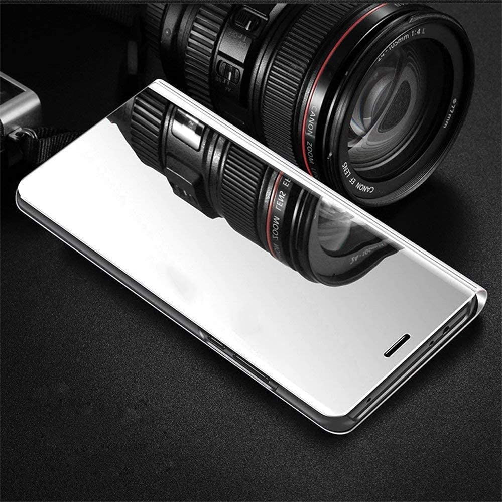 ISADENSER LG V40 Case LG V40 Thinq Case for Women Luxury Design View Flip Plating Mirror Makeup Glitter Slim Shockproof Full 360 Body Protective Case for LG V40 / V40 Thinq Mirror Silver  ISADENSER   