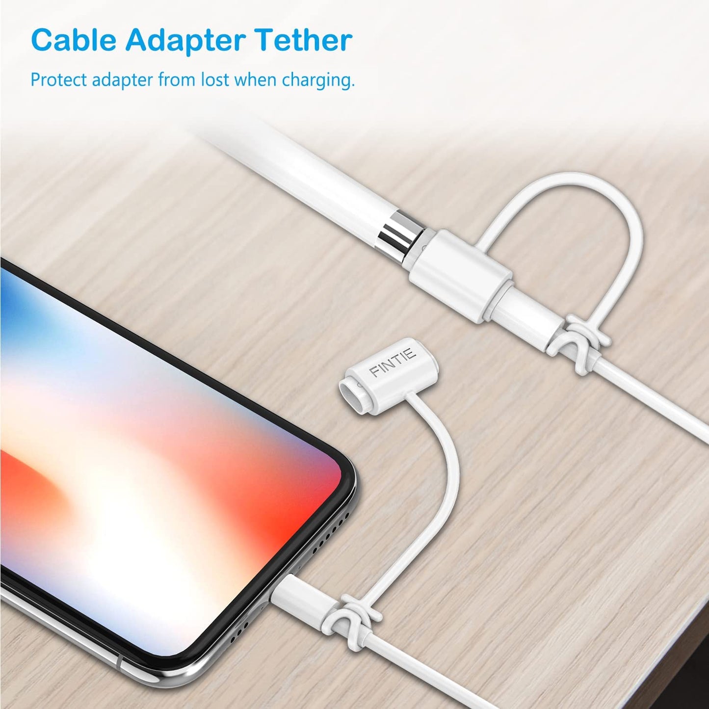 Fintie 3 Pieces Silicone Bundle Compatible with Apple Pencil 1St Generation, Soft Protective Cover Accessories Pencil Cap Holder with Nib Cover, Cable Adapter Tether, White  Fintie   