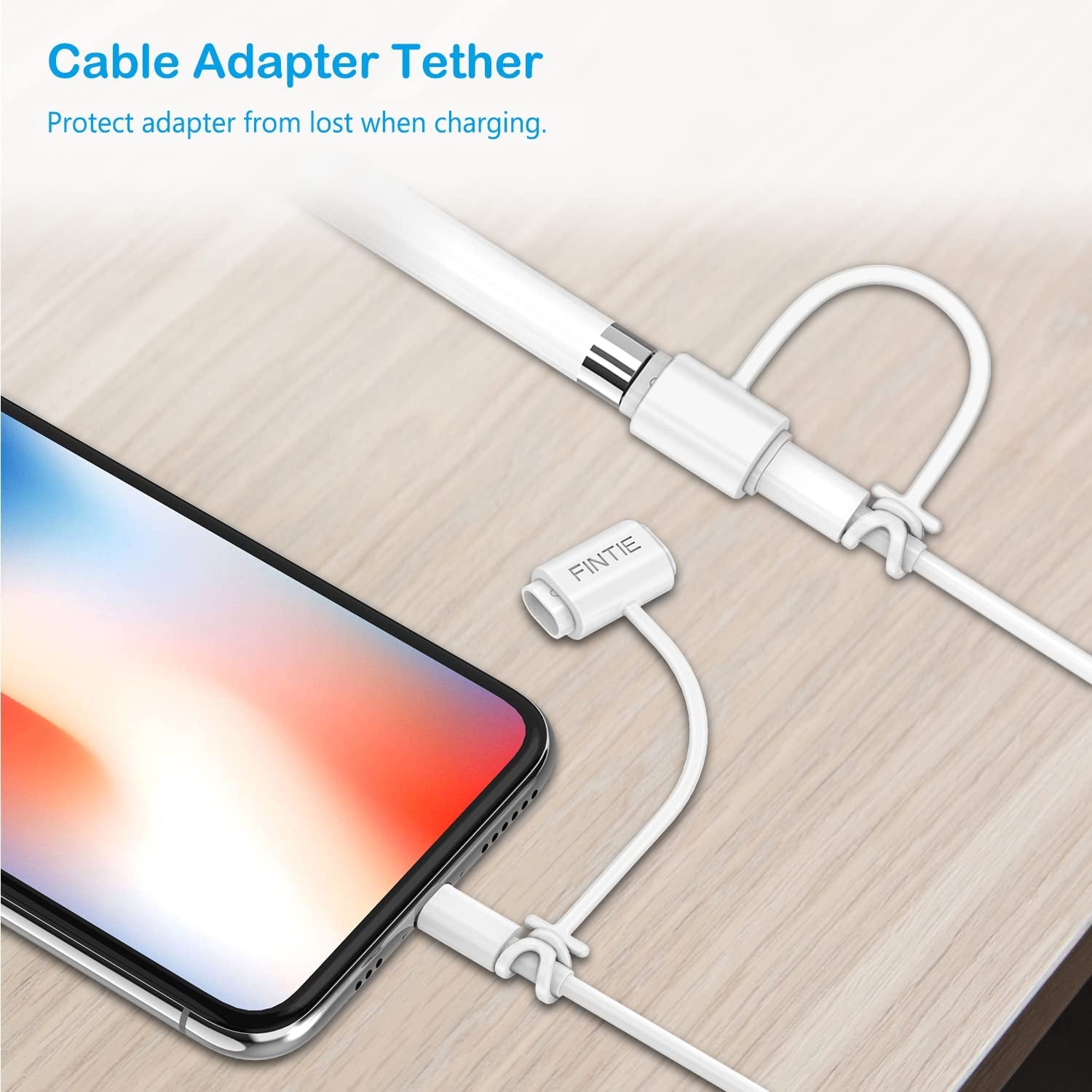 Fintie 3 Pieces Silicone Bundle Compatible with Apple Pencil 1St Generation, Soft Protective Cover Accessories Pencil Cap Holder with Nib Cover, Cable Adapter Tether, White  Fintie   