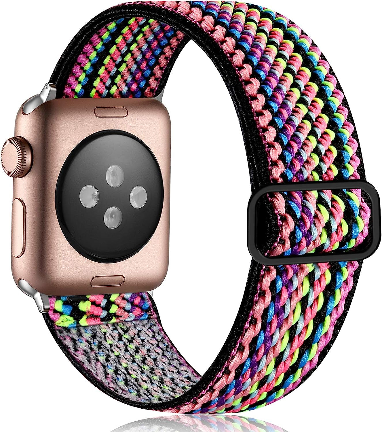 Vcegari Compatible with Apple Watch 38Mm 40Mm 42Mm 44Mm, Adjust Sport Elastic Band Nylon Replacement Wristband for Iwatch Series SE/6/5/4/3/2/1 Women Men Girls  Vcegari Colorful Stripe 38mm/40mm/41mm 