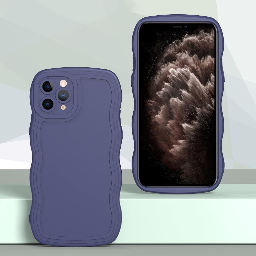 WOGROO Case for Iphone 11 Pro Case,Wave Curly Frame Design,Soft Flexible Tpu,Cute Wavy Solid Color Aesthetic Flashion Phone Case Shockproof Protective Case Cover 5.8" - Dark Purple  WOGROO   