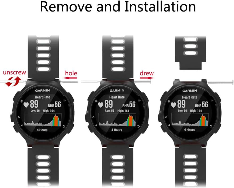 ISABAKE Compatible Forerunner 735XT Band Soft Silicone Sport Watch Strap Wristbands for Forerunner 220 230 235 620 630 Approach S20 S5 S6(Black/Gray)  ISABAKE   