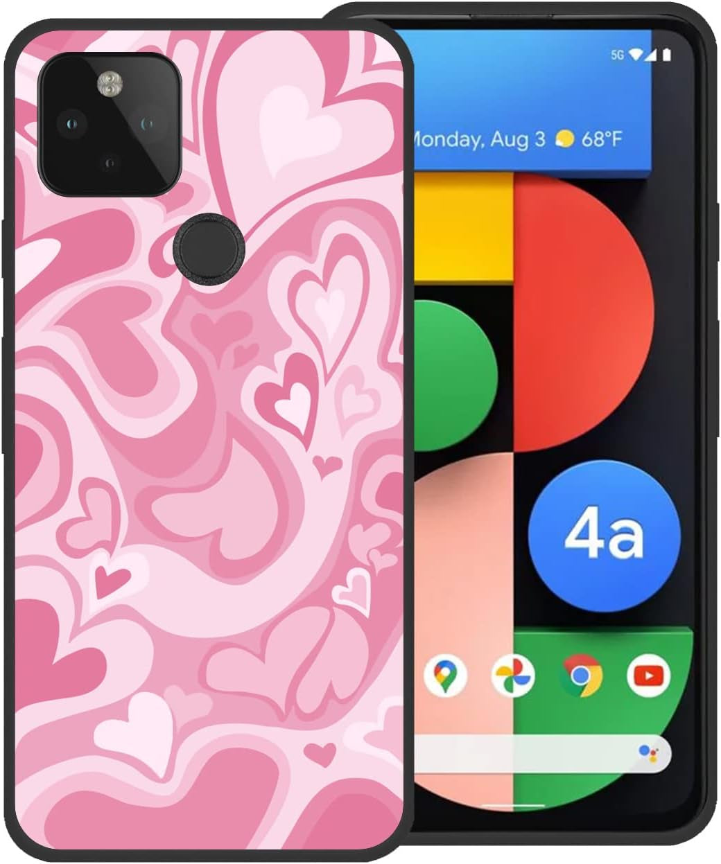 Zaztify Phone Case for Google Pixel 4A 5G, Lovely Irregular Brown Love Heart Khaki Lovecore Aesthetic Cute Shockproof Protective Anti-Slip Thin Soft Cover Shell  zaztify Pink Lovecore  