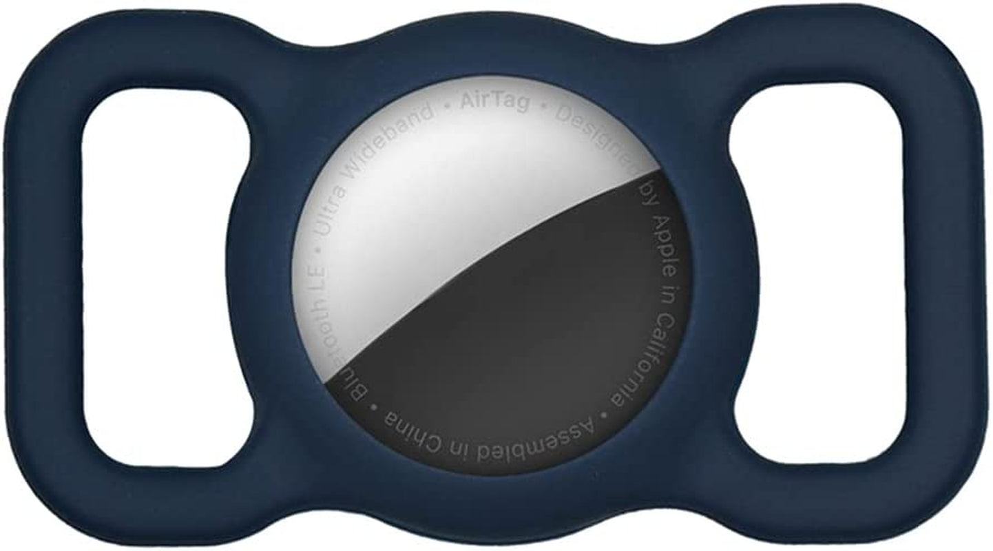 Dog Collar Holder Perfect for Apple Airtag 2 Pack - Protective Case and Airtag Holder for Pets, Backpacks - Air Tag Case (Black & Black)  Basman Navy Blue 1 Pack 