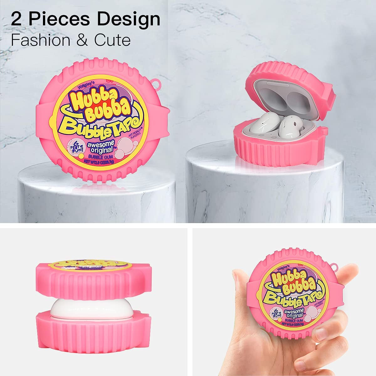 2PACK Cute Case for Galaxy Buds 2 Case (2021)/Galaxy Buds Pro Case (2021)/Buds Live Case (2020),3D Cartoon Kabi&Bubble Gum Silicone Protective Cover for Samsung Buds Pro/Buds 2/Buds Live Charging Case  AIBEAMER   