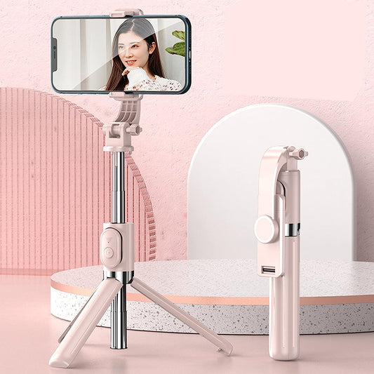MQOUNY Portable Selfie Stick Phone Tripod with Wireless Remote Shutter Travel and 360 Rotation Stand Compatible with Iphone 13 12 11 Pro Xs Max Xr X 8 7 6 Plus, Android Samsung Smartphone (Pink)  Dongguan Manxin Electronic Technology Co. , Ltd   