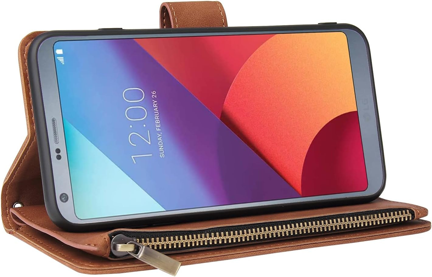 Asuwish Compatible with LG G6 Wallet Case and Tempered Glass Screen Protector Flip Cover Card Holder Stand Cell Accessories Phone Cases for LGG6 Thinq LG6 Thin Q G 6 plus G6+ 6G VS988 H872 Women Brown  Asuwish   