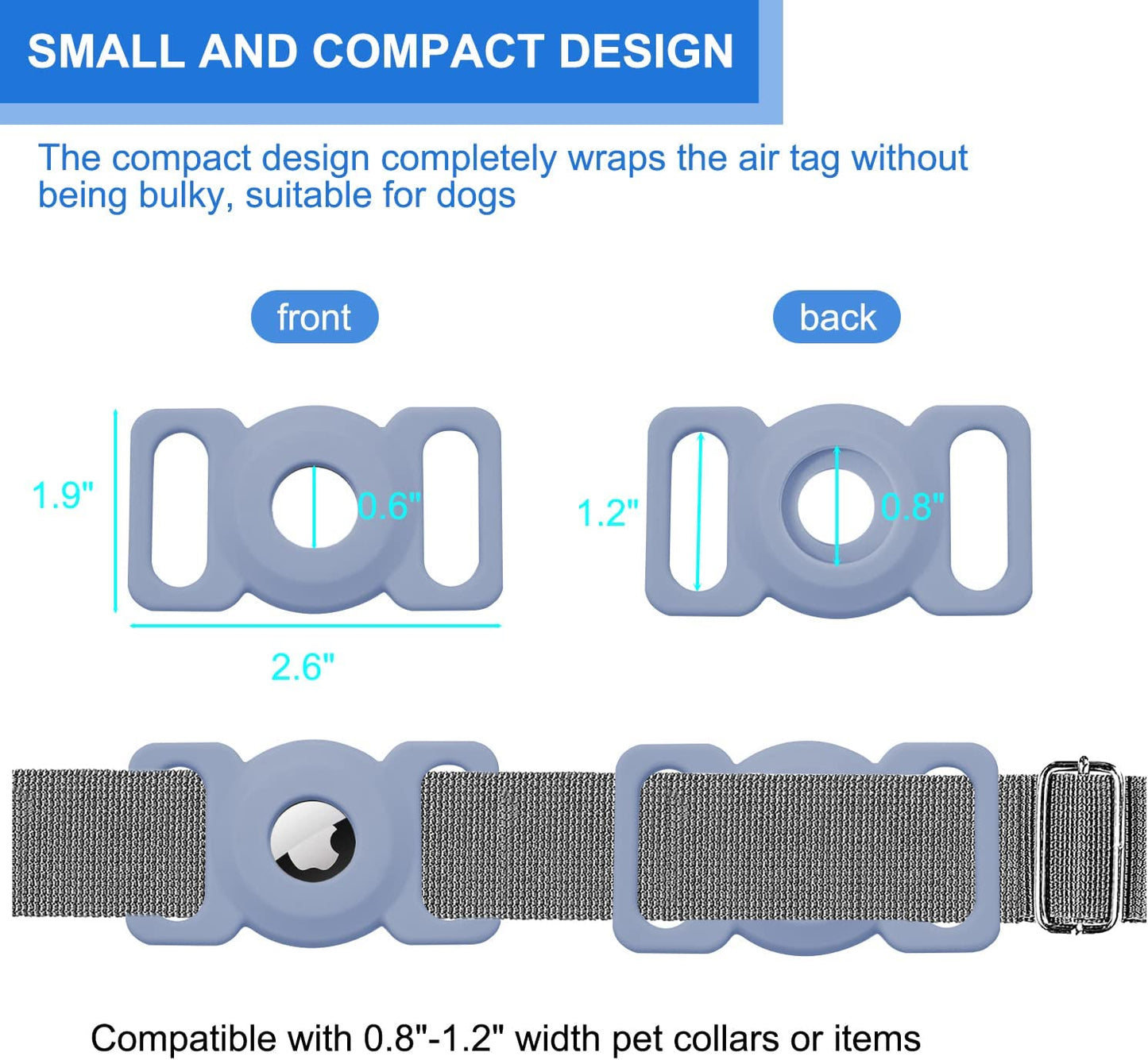 Dog Collar Holder for Air Tag [2 Pack], Bencube Dog Collar Cover,Silicone GPS Tracking Accessories Blue  bencube   