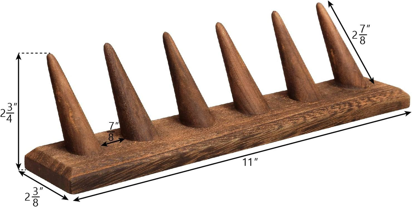 Mooca 2 Pcs Set Finger Ring Stand Jewelry Display Holder Showcase Display Stands 11" X 2 1/4" X 2 3/4", Brown  MOOCA   