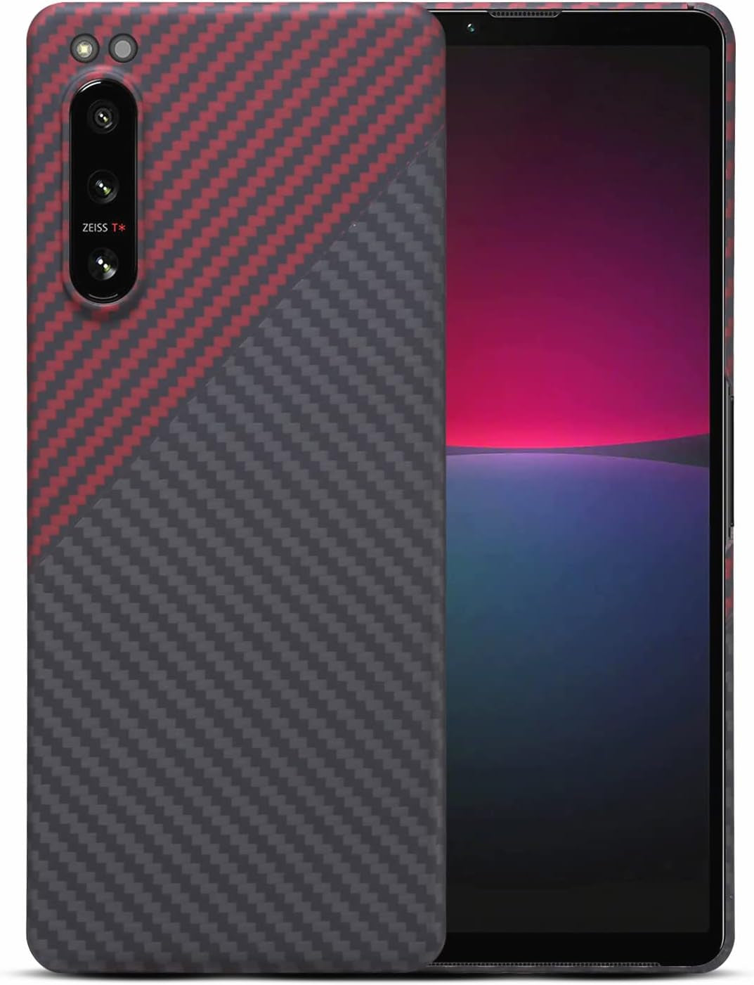 GIMENOHIG Ultra Slim and Lightweight Aramid Carbon Fiber Case for Sony Xperia 5 Iv (Red Black)  GIMENOHIG   