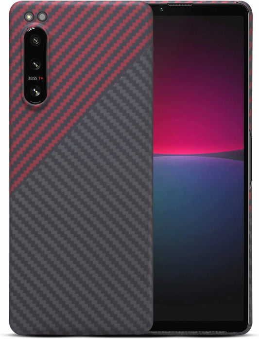 GIMENOHIG Ultra Slim and Lightweight Aramid Carbon Fiber Case for Sony Xperia 5 Iv (Red Black)  GIMENOHIG   