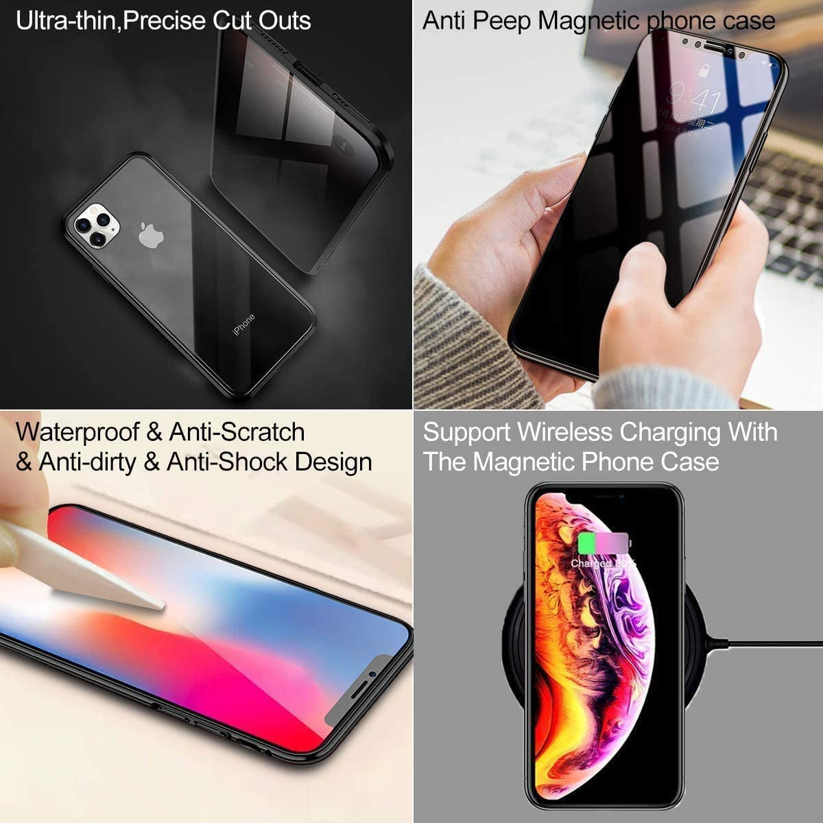 ACCREW Privacy Magnetic Case Compatible with Iphone 12 Pro Max, anti Peep Magnetic Adsorption Privacy Screen Protector Double Sided Tempered Glass Metal Bumper Frame anti Peeping Anti-Spy Phone Case  Techicon   