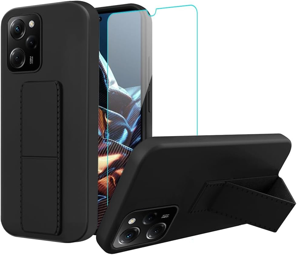 Case for Oneplus 8 2020 Phone Case, Stand Case with Tempered Glass Screen Protector Hidden Folding Kickstand Shockproof Protective Cover Silicone TPU Phone Case for Oneplus 8 - Black  Sitikai Poco X5 Pro 5G Black  