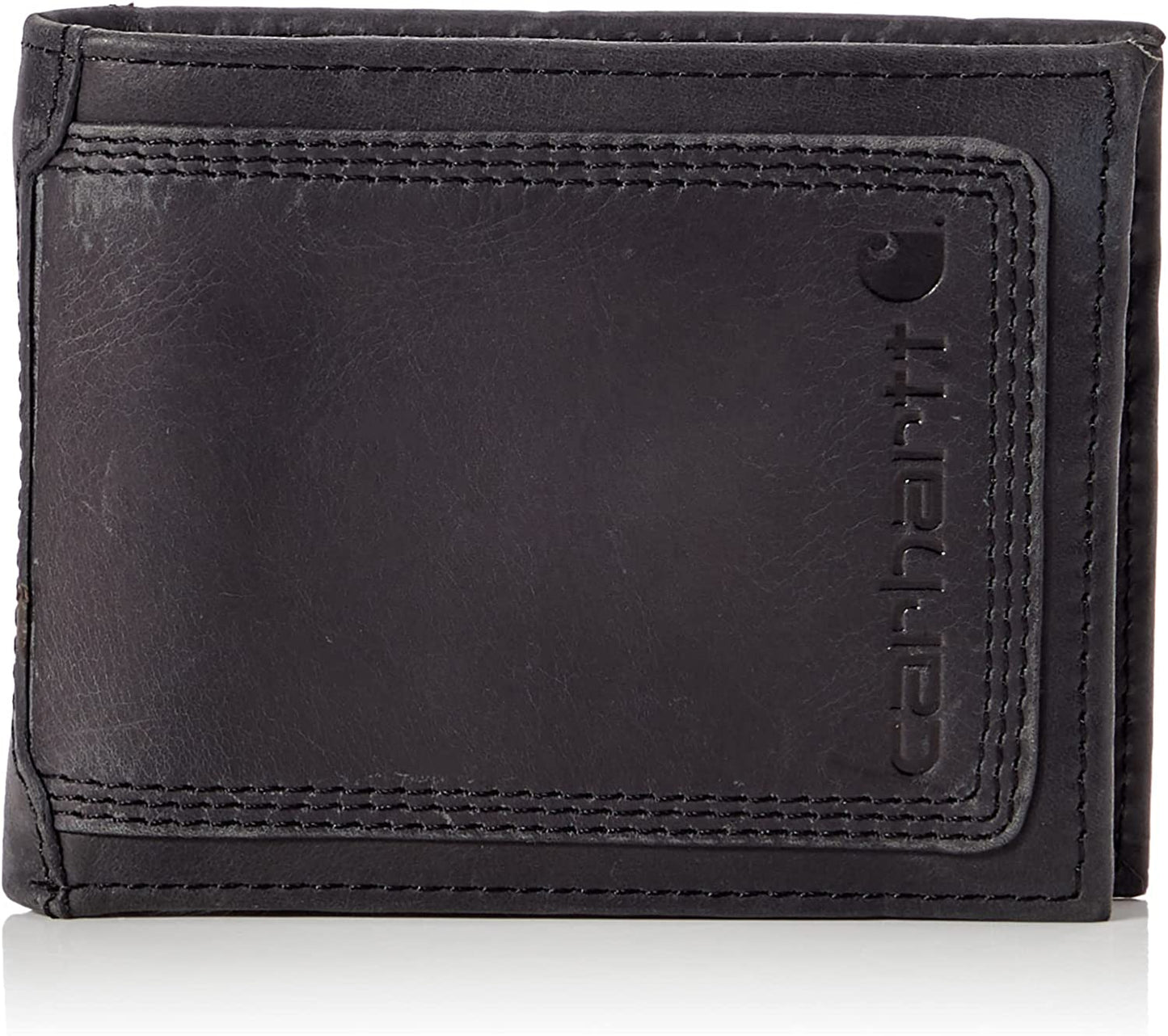 Carhartt Men'S Billfold and Passcase Wallets, Durable Bifold Wallets, Available in Leather and Canvas Styles  Carhartt Leather Triple-stitched (Black)  