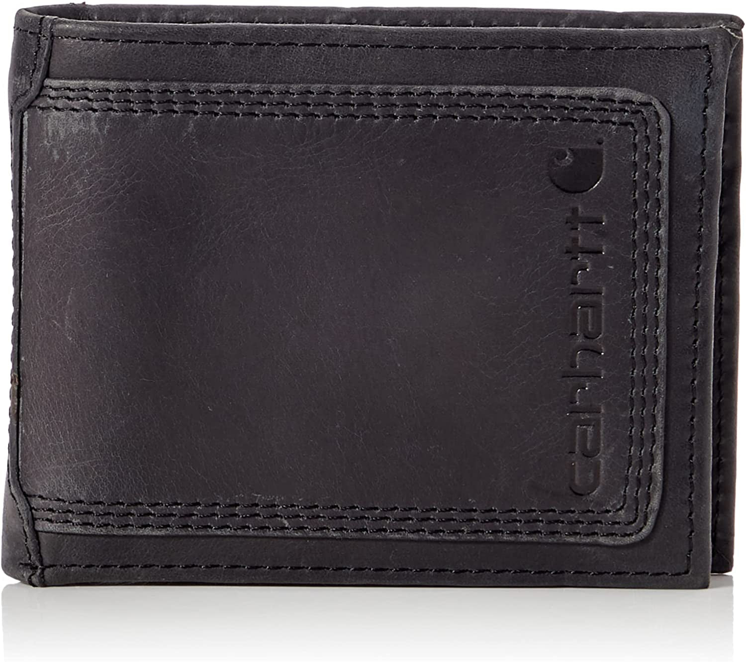 Carhartt Men'S Billfold and Passcase Wallets, Durable Bifold Wallets, Available in Leather and Canvas Styles  Carhartt Leather Triple-stitched (Black)  
