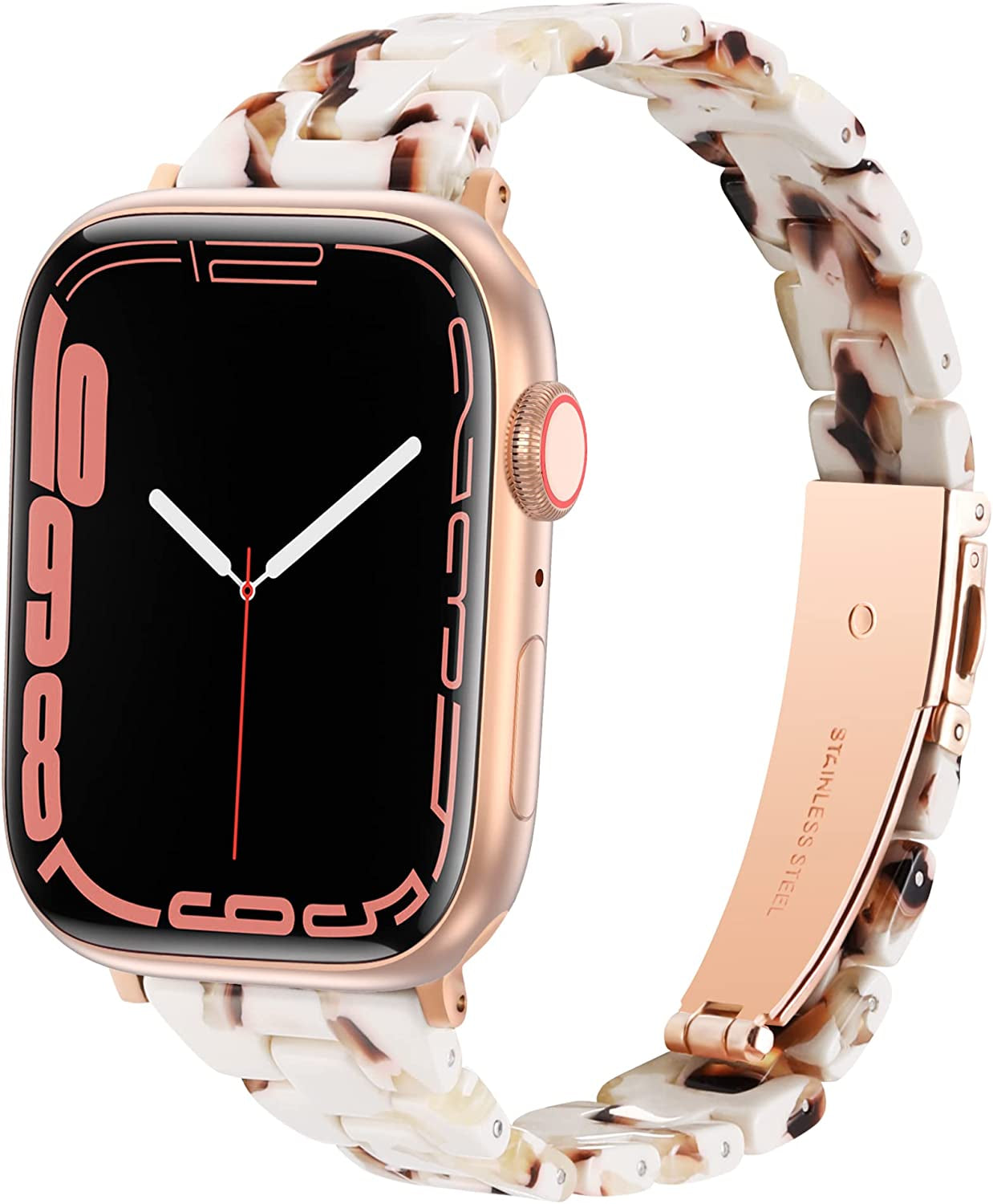 Slim Resin Bands Compatible with Apple Watch Band 38Mm 40Mm 41Mm 42Mm 44Mm 45Mm 49Mm Thin Light Strap with Stainless Steel Buckle Replacement Bracelet for Iwatch Ultra Series 8 SE 7 6 5 4 3 2 1  Arctime Nougat White 38/40/41mm 