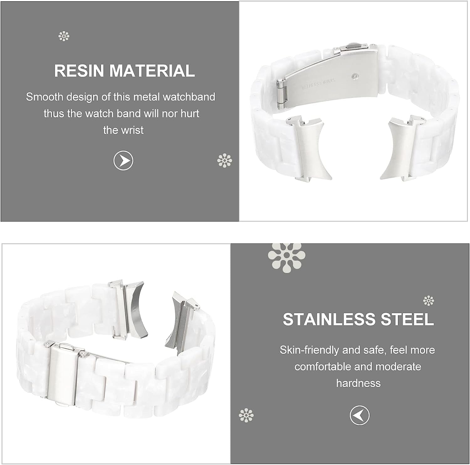 Sosoport Stainless Steel Watch Band Seamless Watch Belt Stainless Watchband Anti- Slip Watch Band Compatible for Watch4  Sosoport   