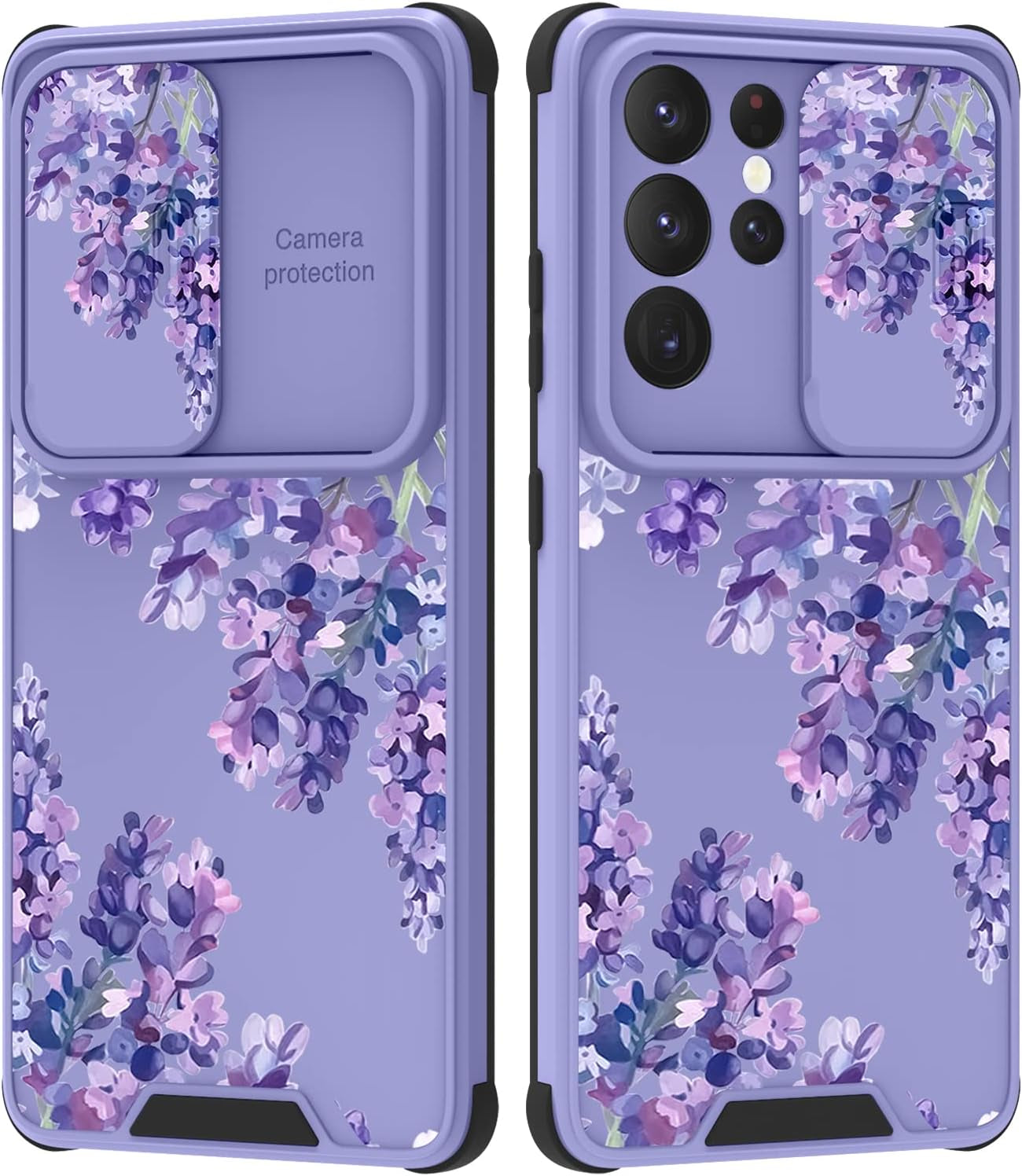 PERRKLD for Samsung Galaxy S21 Ultra Case with Slide Camera Cover Cute Sunflowers Floral for Women Girls Anti-Scratch Hard PC Shockproof Protective Phone Case Cover for Samsung S21 Ultra 6.8 Inch  PERRKLD Flowers  