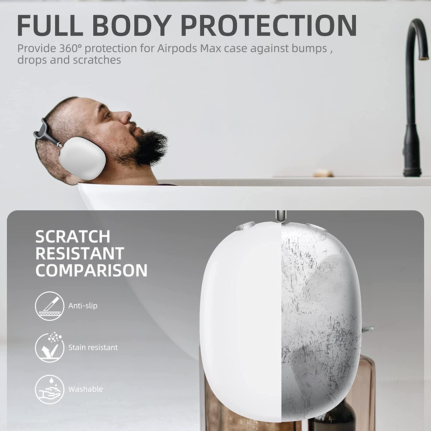 Seltureone Silicone Case Cover for Airpods Max, Anti-Scratch No Yellowing Accessories for Airpods Max, Precise Fit, Scratch-Resistant, Lightweight and Stylish (White)  Seltureone   