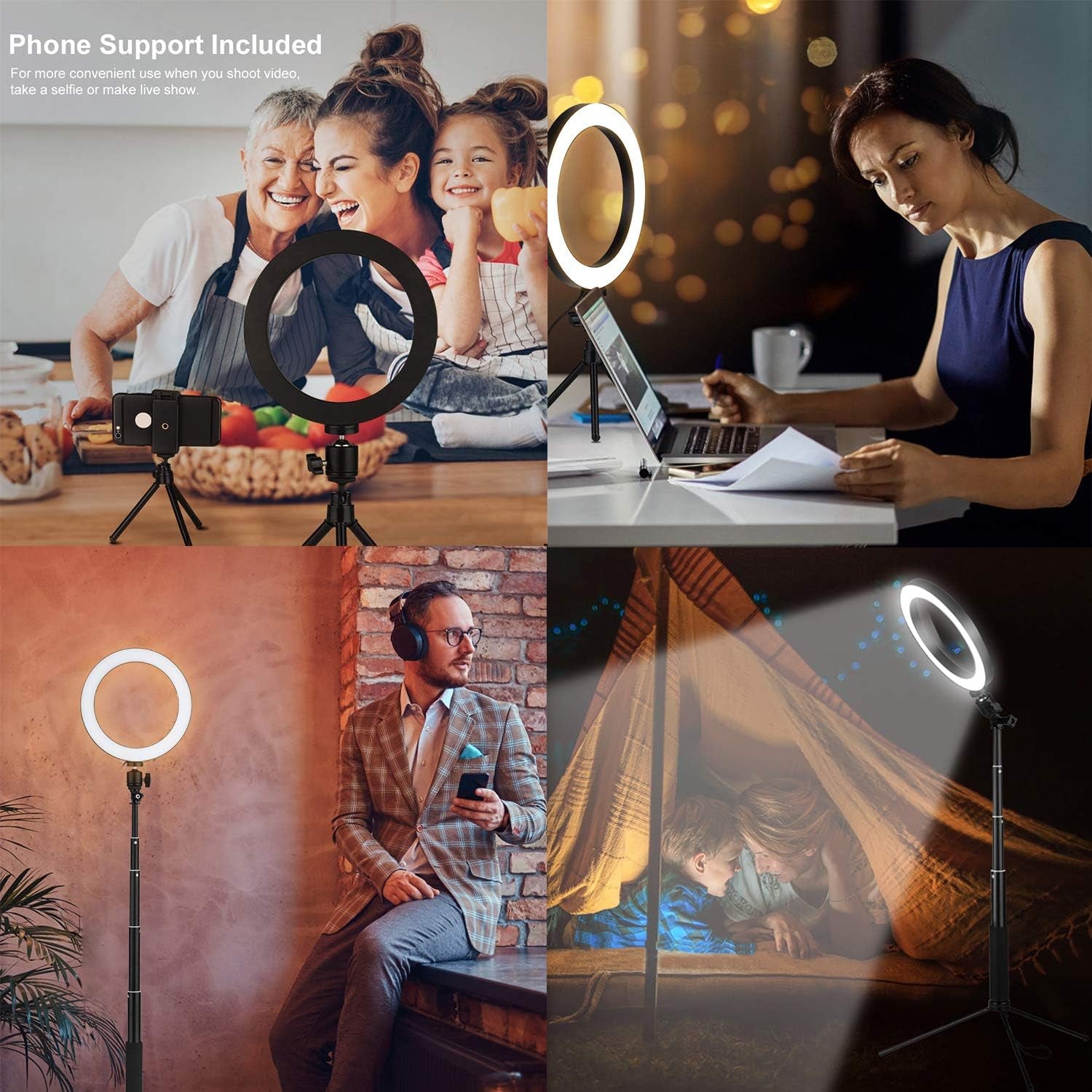 LEDGLE Upgraded Selfie Ring Light with Tripod Stand & Cell Phone Holder & Selfie Stick 8" Dimmable Ring Light with 3 Light Mode and 10 Level Brightness for Live Stream Makeup and Youtube Video  LEDGLE   