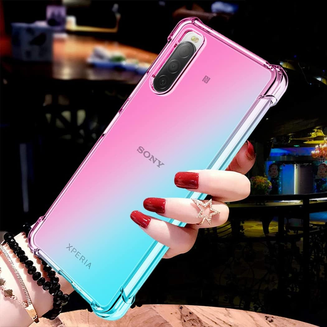 Ueokeird for Xperia 10 IV 5G Case, Sony 10 IV Case, Clear Cute Gradient Phone Case Slim anti Scratch Flexible TPU Cover Shockproof Protective Case for Sony Xperia 10 IV (Pink/Green)  Ueokeird   