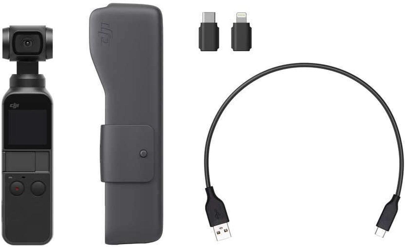 DJI Osmo Pocket - Handheld 3-Axis Gimbal Stabilizer with Integrated Camera 12 MP 1/2.3” CMOS 4K60 Video, for Youtube, Tiktok, Video Vlog, Streamlabs, Attachable to Smartphone, Android, Iphone, Black  DJI   