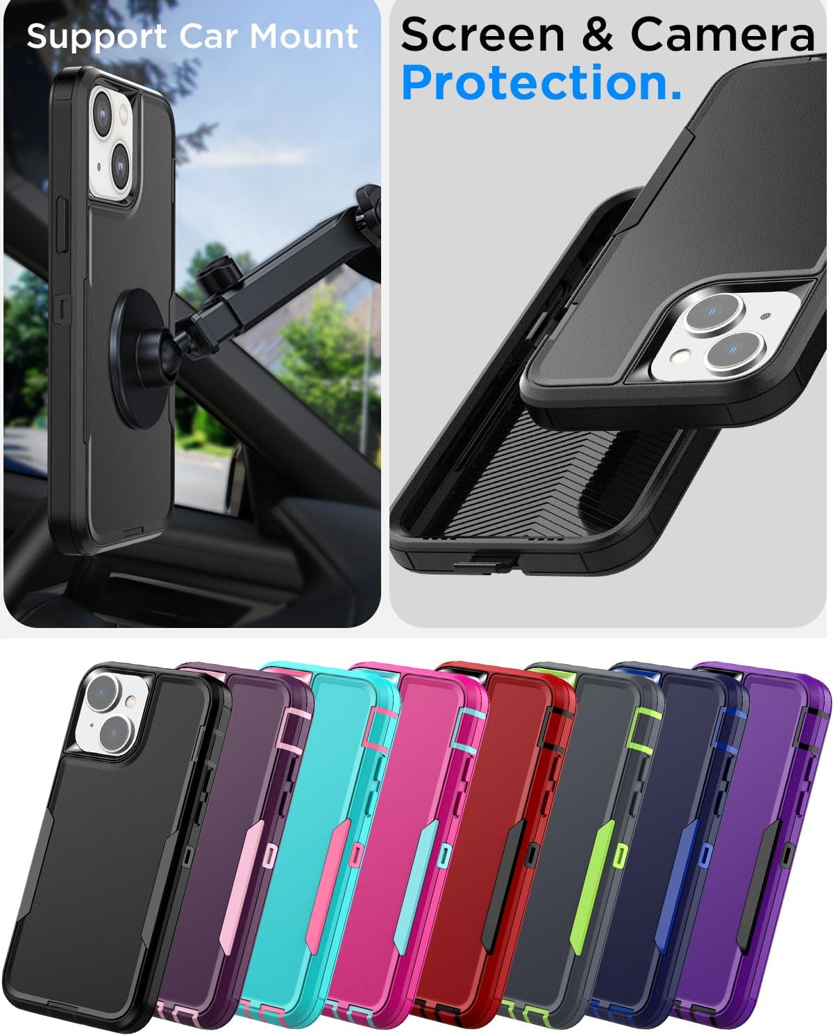 Aicase Magnetic Case for Iphone 14 Plus,Support Magnetic Car Mount Heavy Duty 2-Layer Pocket-Friendly Durable Military Grade Protection Shockproof/Dropproof Protective Cover for Iphone 14 plus 6.7"_1  AICase   