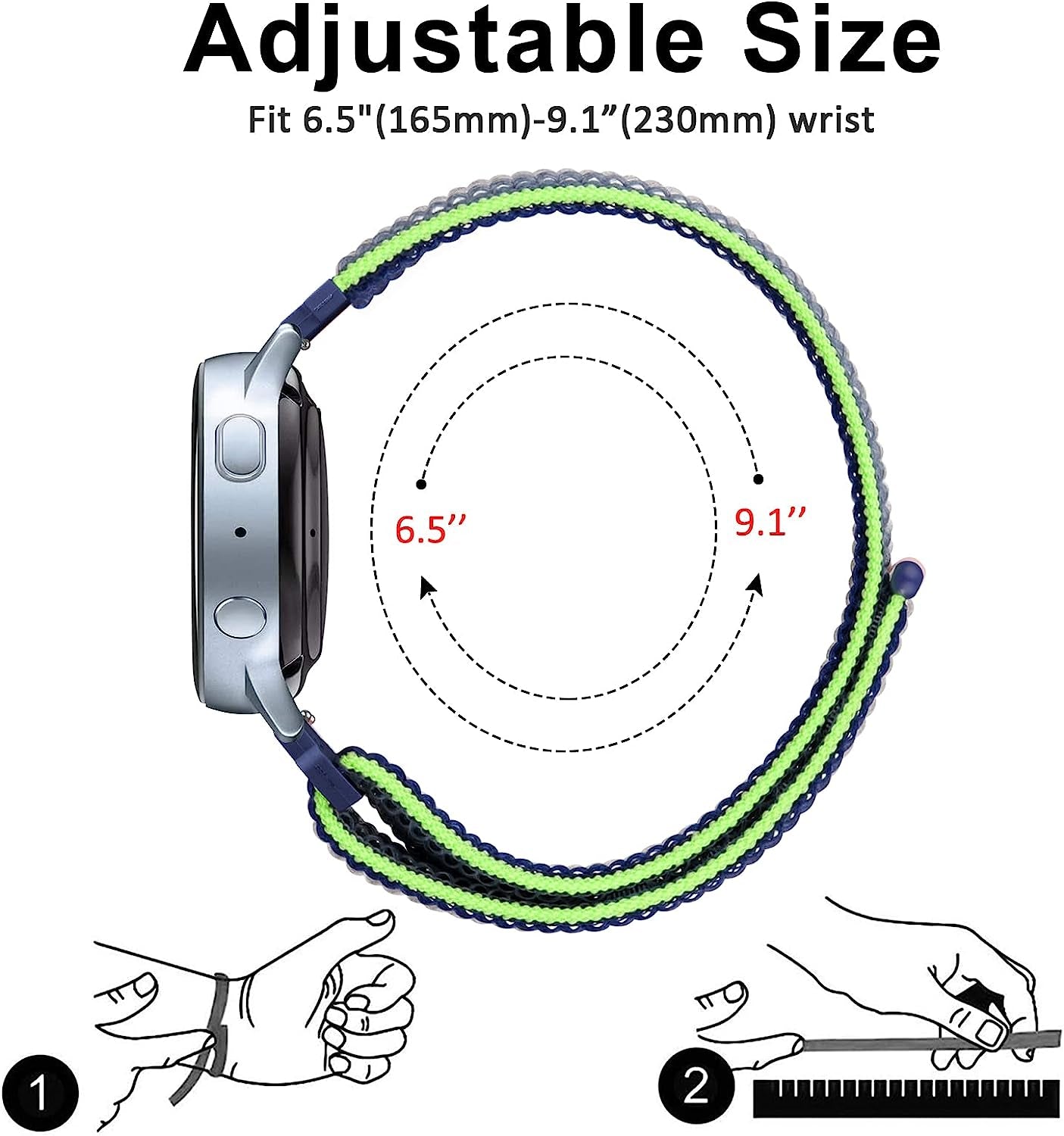 2 Pack Bands for Garmin Venu / Venu 2 plus / Venu Sq Watch Band Women Men, Soft Nylon Adjustable Replacement Wristband Strap for Garmin Vivomove Sport, Vivoactive 3 / 3 Music, Forerunner 645 / 245 Music Smart Watch  Wanme   