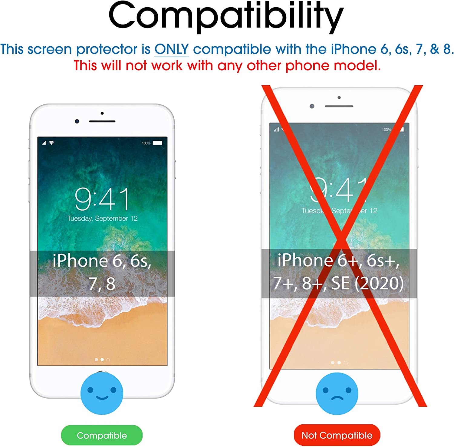 Amfilm Screen Protector 4.7“ for Apple Iphone 8, Iphone 7, Iphone 6S and Iphone 6, Tempered Glass 4.7“, 2 Pack  TechMatte   