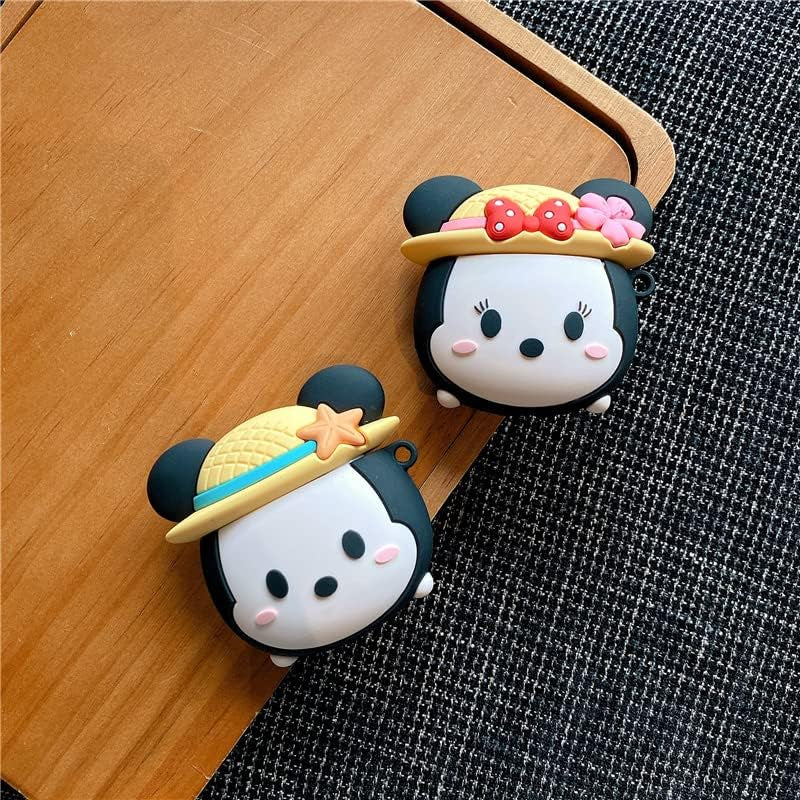 (2 Pack) BGAANM Cute Airpods 1/2 Case Silicone Cover with Keychain, Cartoon Skin Design Headphones Charging Case Protective Cover Accessories Kits Compatible for Airpods 1 and 2 (Minnie+Mickey)  BGAANM   