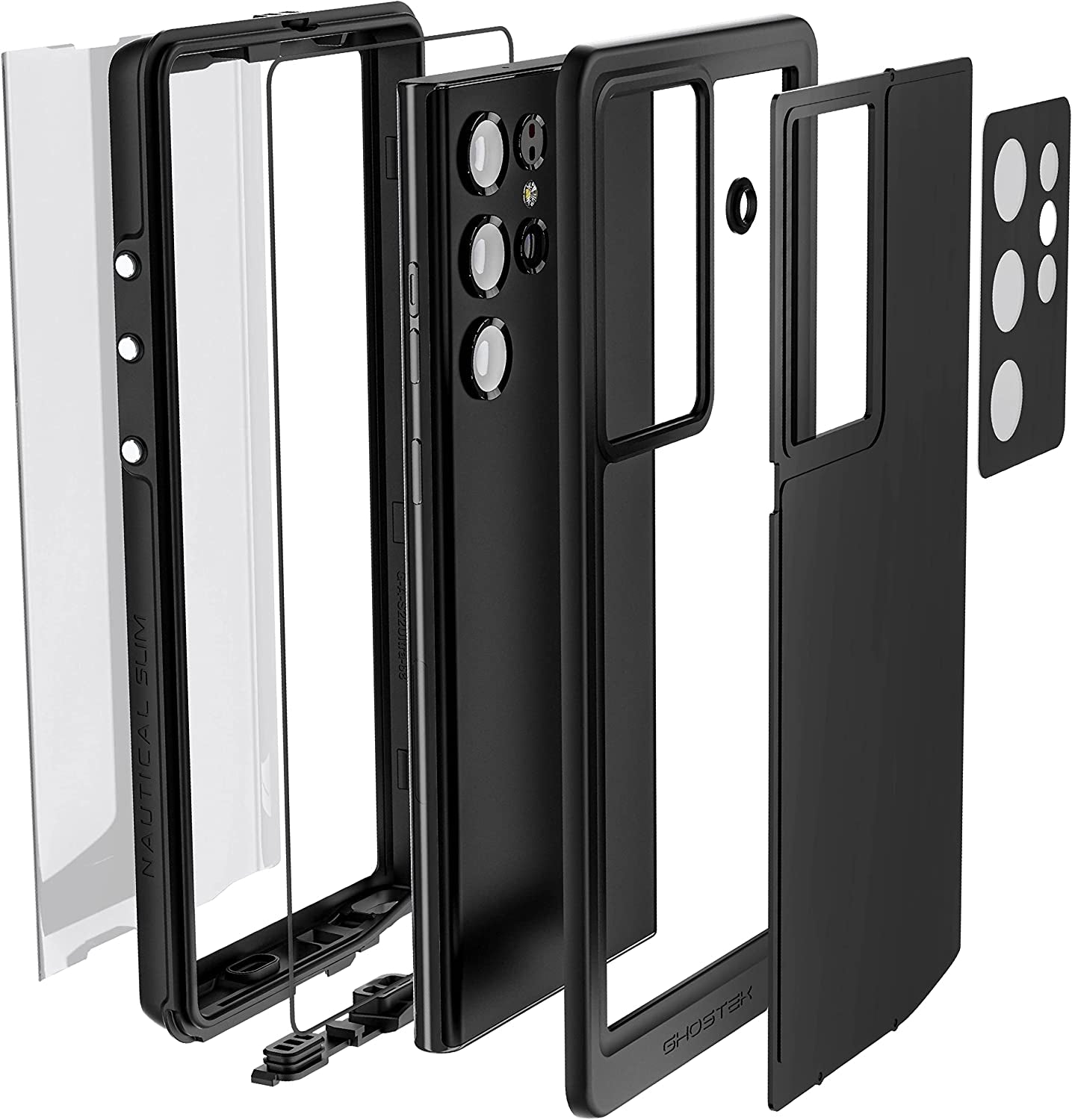 Ghostek NAUTICAL Slim Waterproof Case for Galaxy S22 Ultra 5G - Heavy Duty Shockproof Protection, Built-In Screen & Camera Lens Protector (Black)  Ghostek   