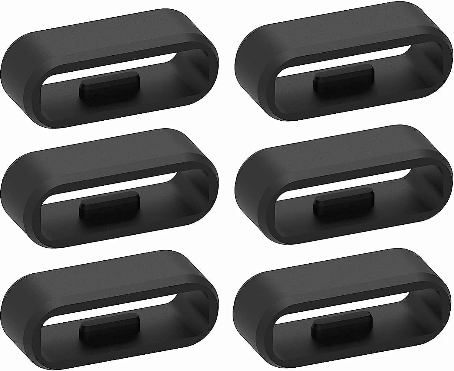 E ECSEM 6PCS Silicone Replacement Watch Band Loop Holder Keeper for 14Mm, 16Mm, 18Mm, 20Mm, 21Mm, 22Mm, 24Mm, 26Mm, 28Mm, 30Mm Fastener Rings Secure Rings Connector Band Loop Keeper  E ECSEM Black-18MM  