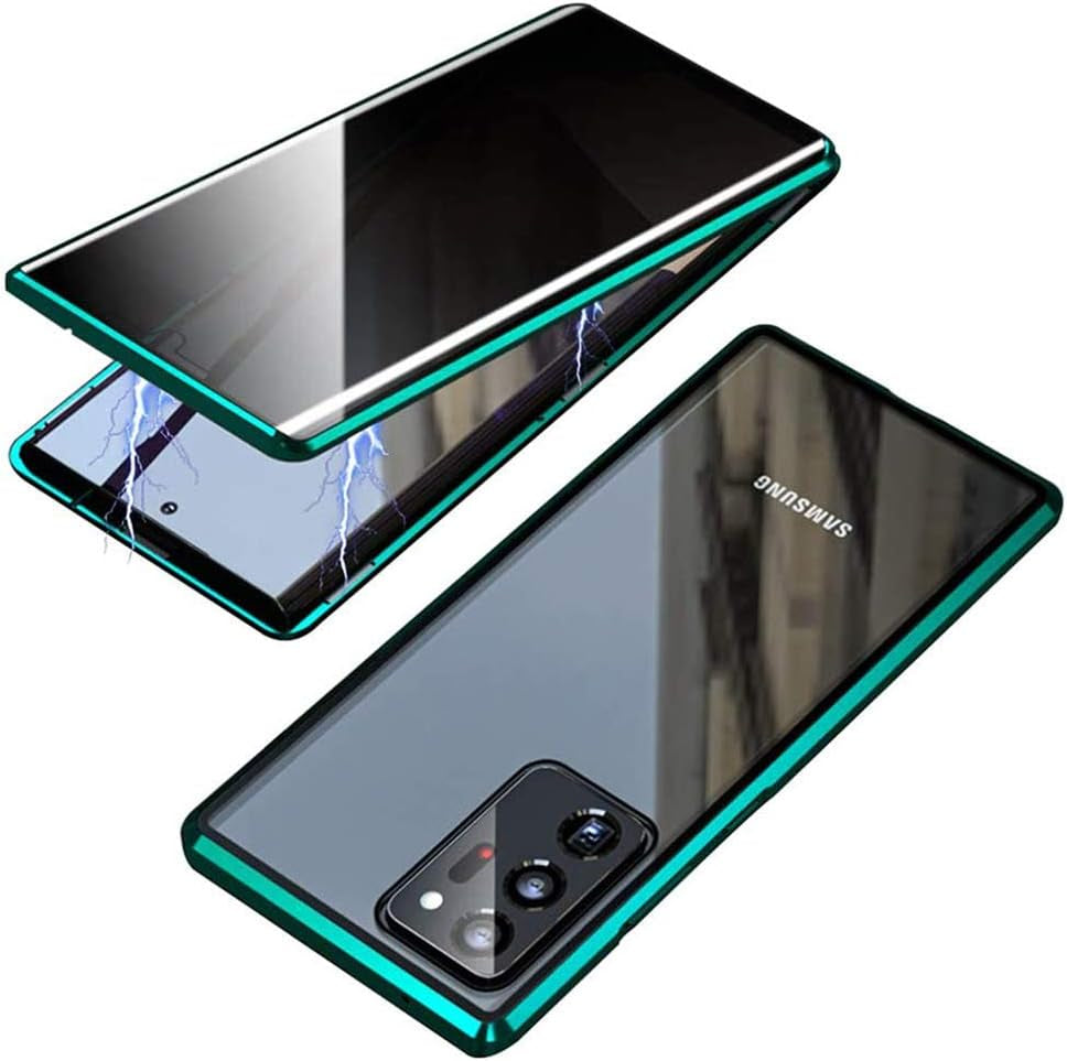Galaxy Note 20 Ultra Case,Shinetop Privacy Anti-Peeping Magnetic Adsorption Case Metal Frame Front & Back Tempered Glass Flip Anti-Spy Cover Protective Case for Samsung Galaxy Note 20 Ultra (6.9 Inch)  Shinetop Green  