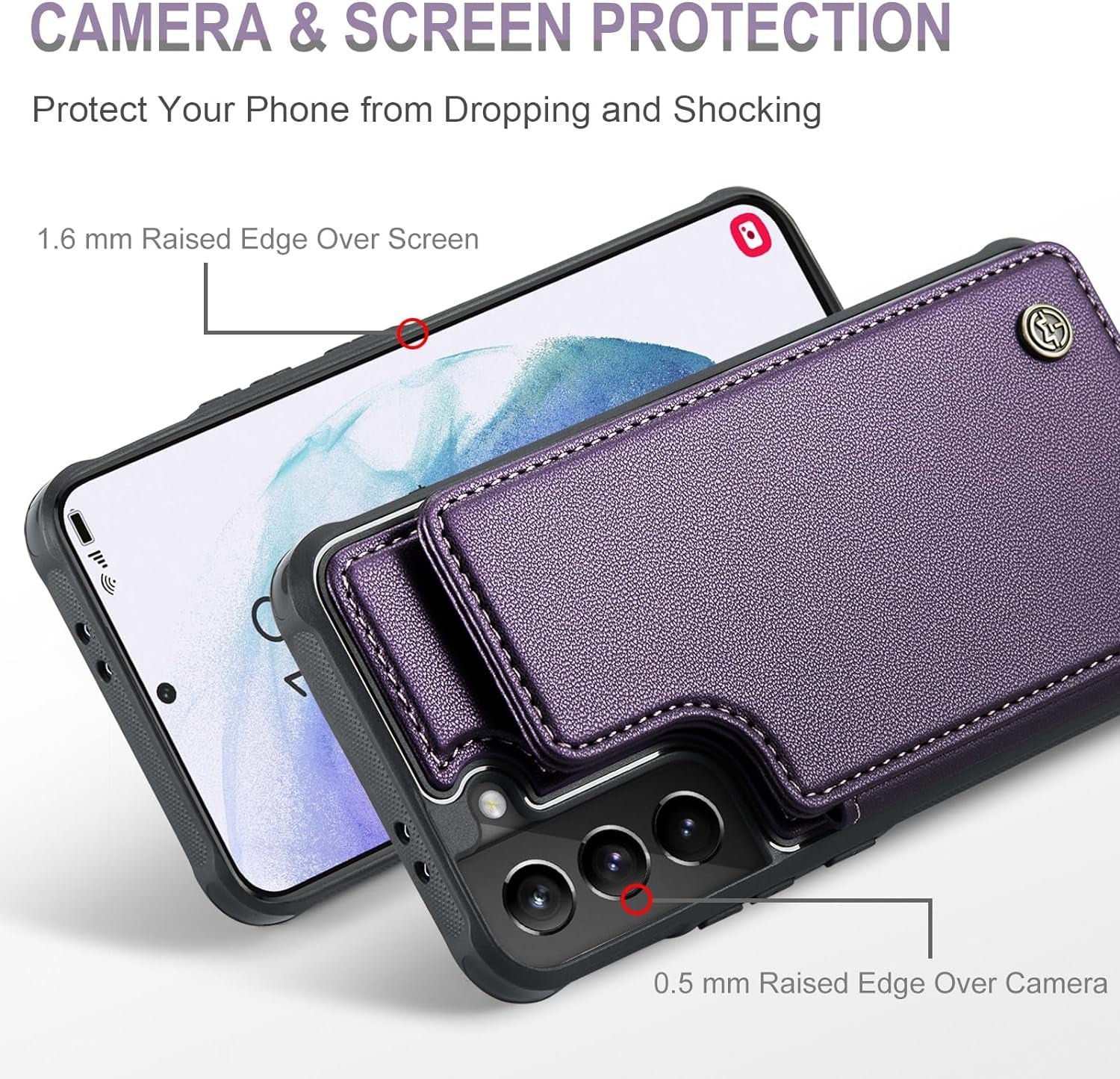 Vinich Samsung Galaxy S21 plus Case with Card Holder, Samsung S21 plus Wallet Case for Women Men with RFID Blocking, Durable Leather Kickstand Shockproof Phone Case for Galaxy S21 plus 5G, Purple  Vinich   